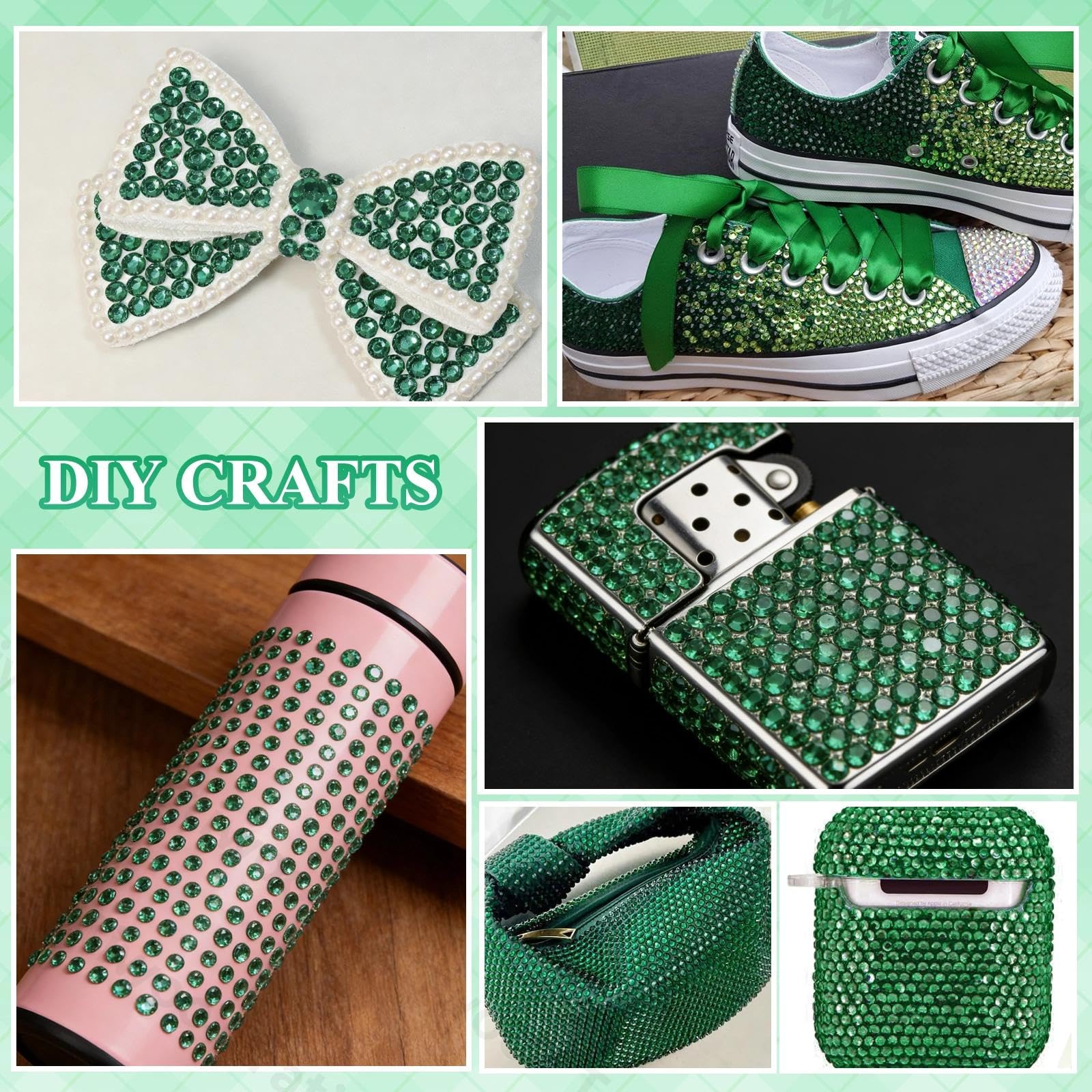 Tatiwoo Emerald Green 20000Pcs Flatback Jelly Rhinestones – Mixed Sizes for Crafting, DIY Decor, Tumblers