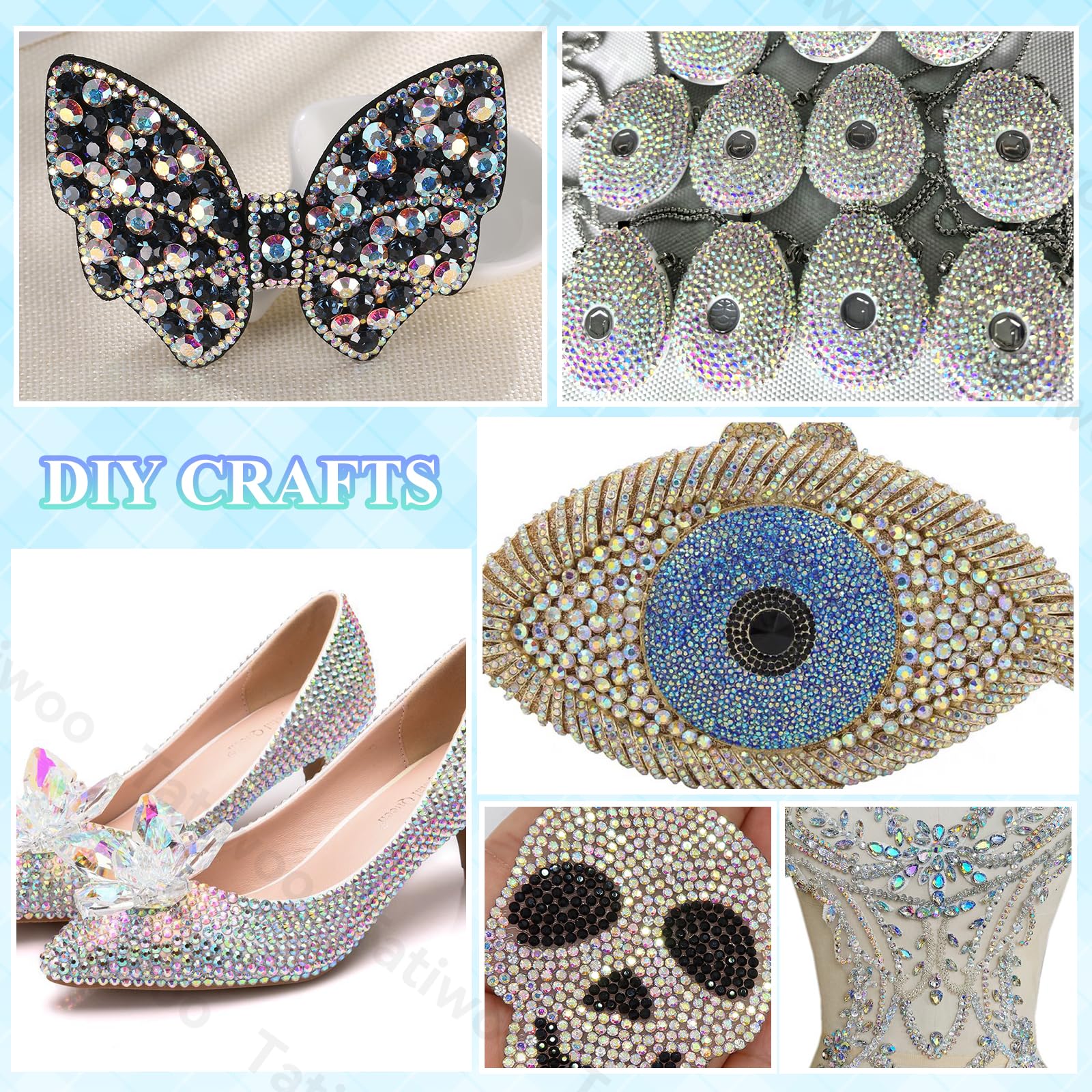Tatiwoo 20000Pcs AB Flatback Jelly Resin Rhinestones — Mixed Sizes for Crafting & DIY Bedazzling