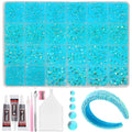 Tatiwoo 20,000 Pcs Blue AB Flatback Jelly Rhinestones Kit – Complete Bedazzling Set for Crafting