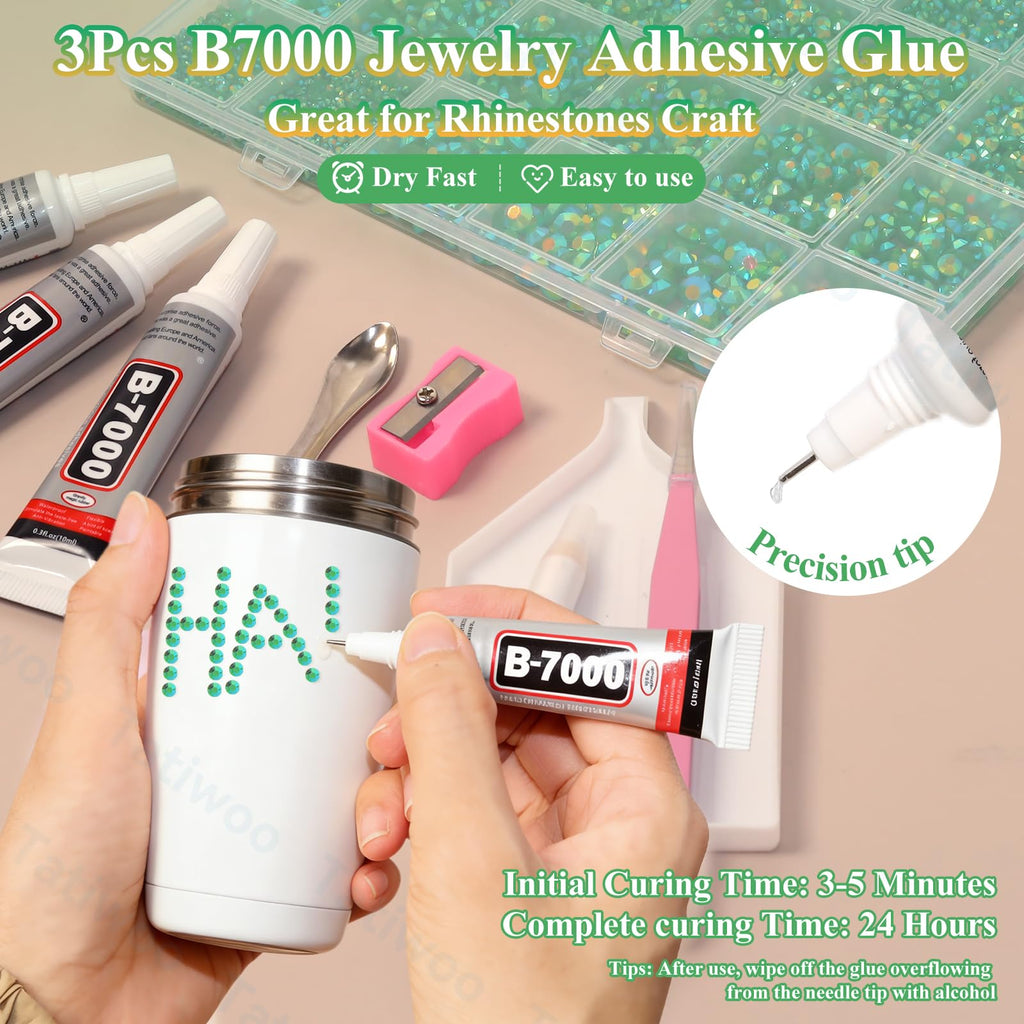 Tatiwoo 20000Pcs Dark Green Flatback Jelly Rhinestones – Mixed Sizes for Crafts, DIY, Tumblers