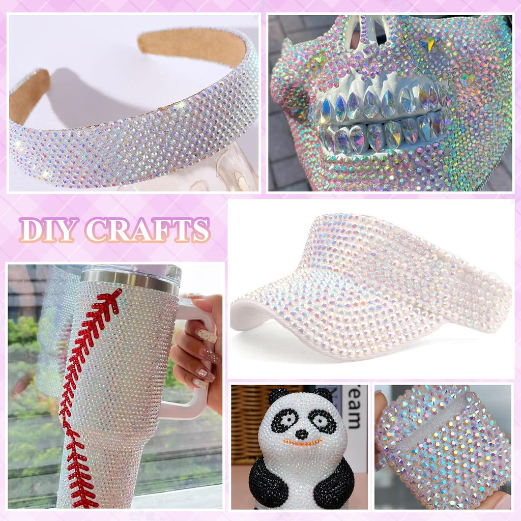Tatiwoo 20000Pcs White AB Flatback Jelly Resin Rhinestones – Mix Sizes for DIY Crafting