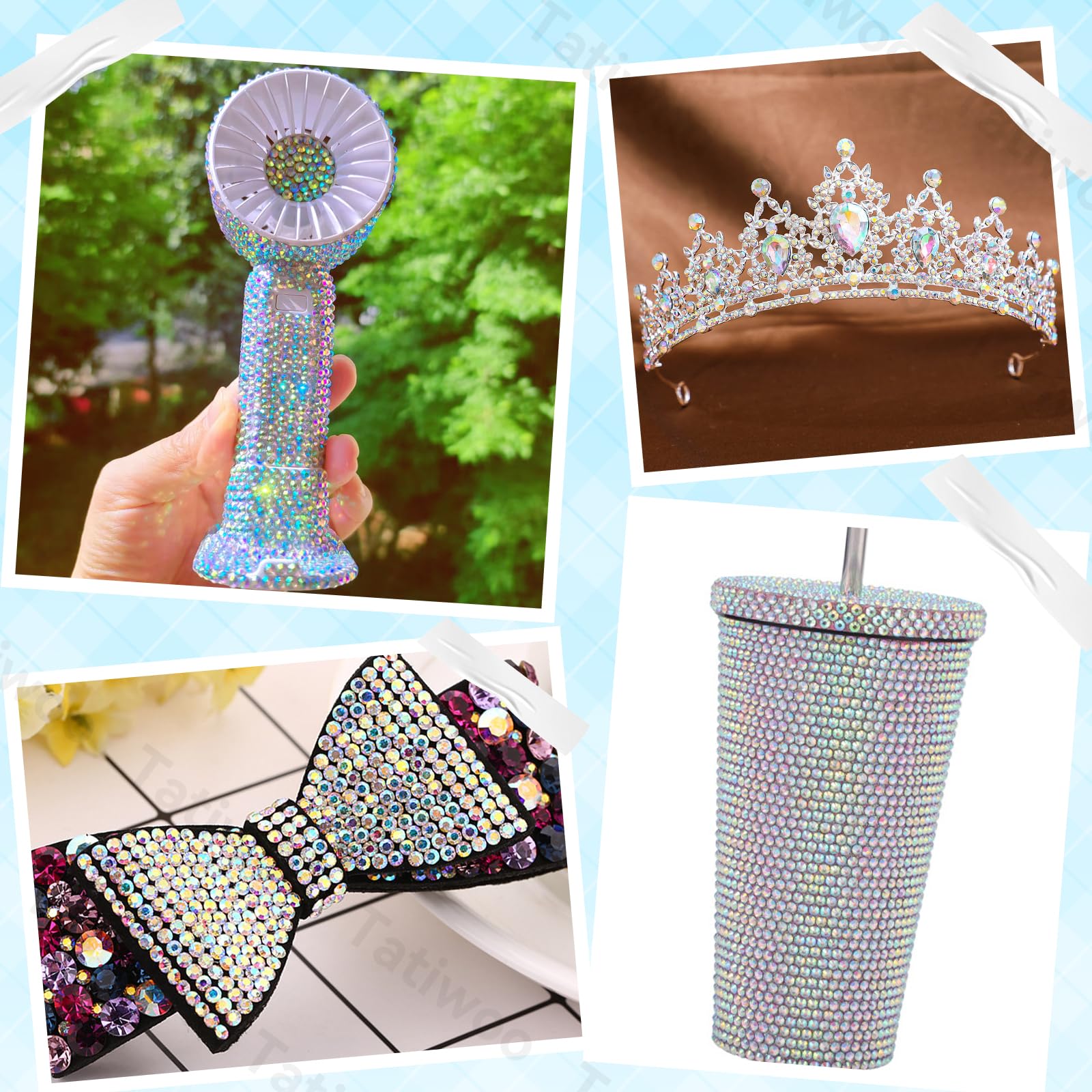 Tatiwoo 20000Pcs AB Flatback Jelly Resin Rhinestones — Mixed Sizes for Crafting & DIY Bedazzling