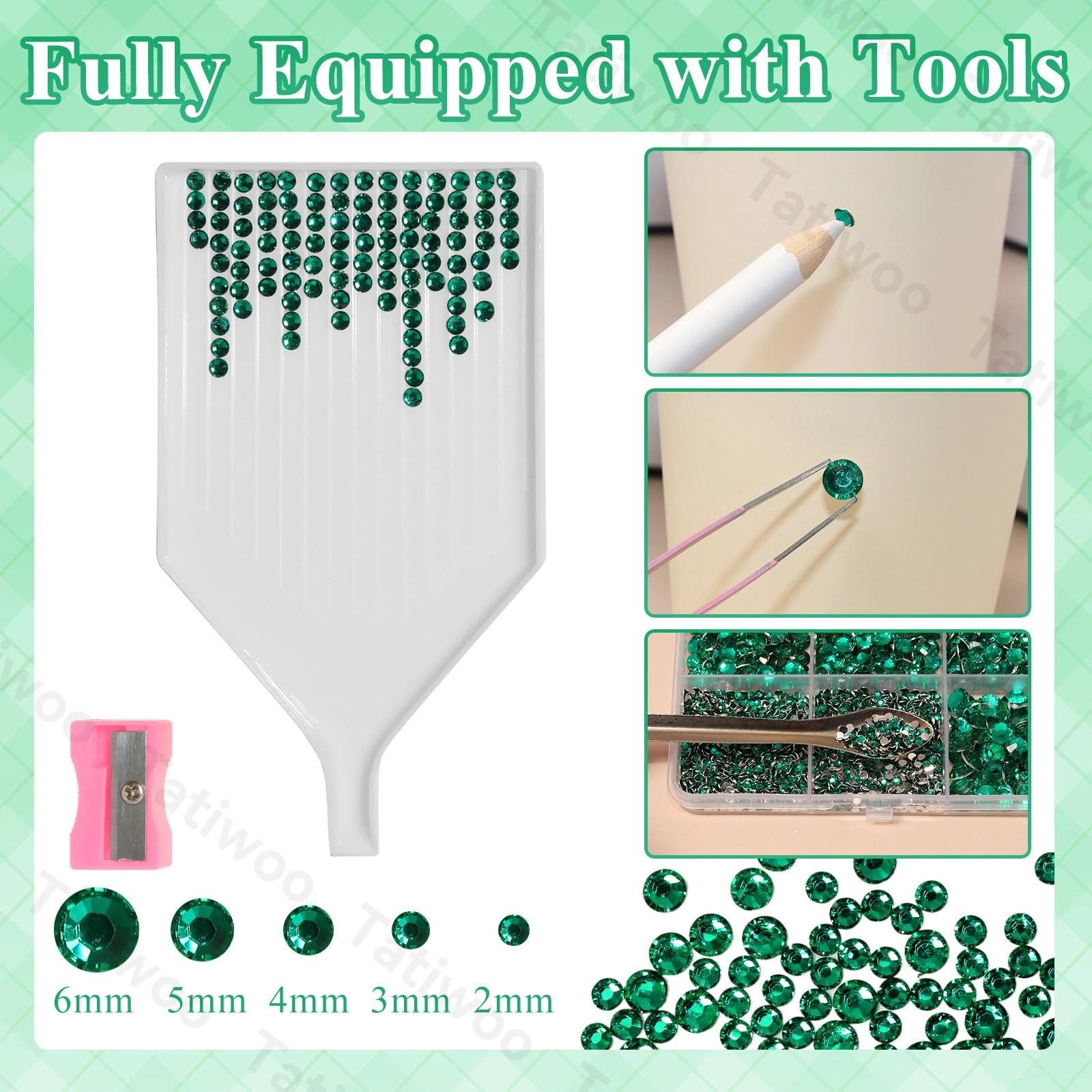 Tatiwoo Emerald Green 20000Pcs Flatback Jelly Rhinestones – Mixed Sizes for Crafting, DIY Decor, Tumblers