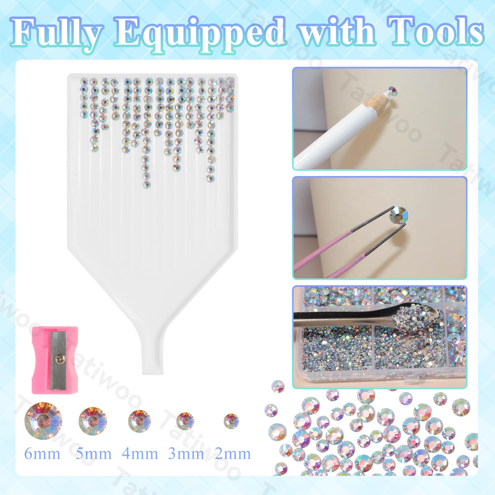 Tatiwoo 20000Pcs AB Flatback Jelly Resin Rhinestones — Mixed Sizes for Crafting & DIY Bedazzling