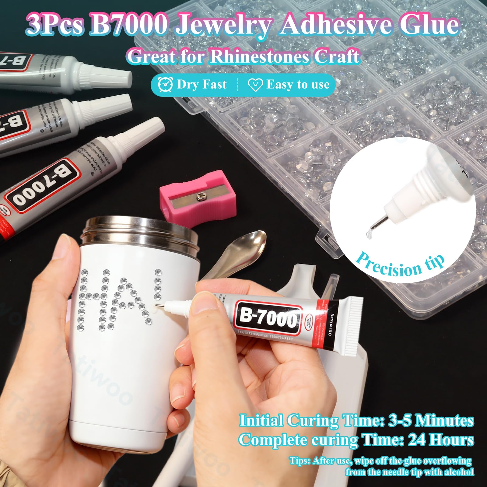 Tatiwoo 20000Pcs Silver White Crystal Flatback Rhinestones Kit – Mix Sizes for Crafting & DIY