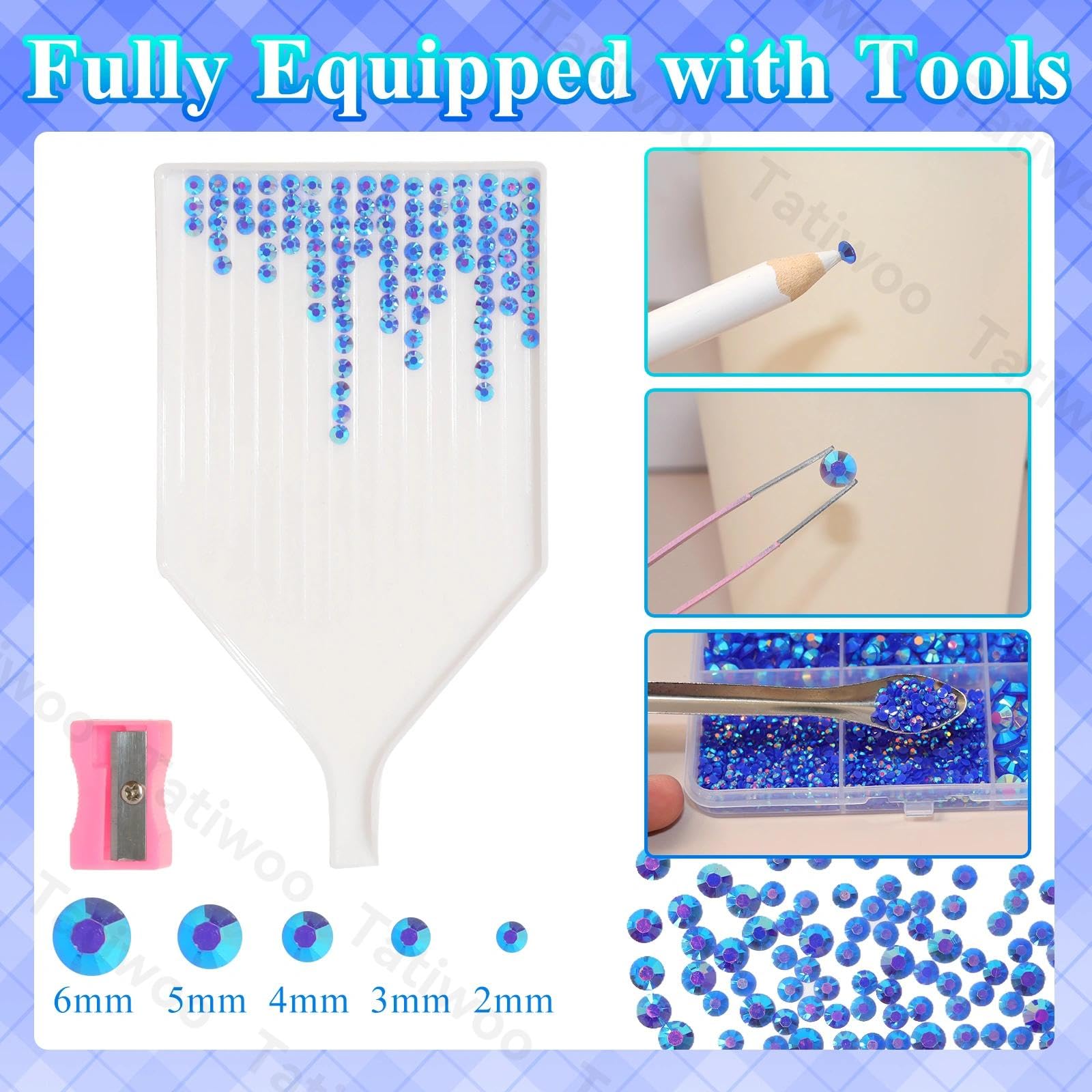 Tatiwoo 20000Pcs Royal Blue Flatback Rhinestones – AB Crystal Gems Kit
