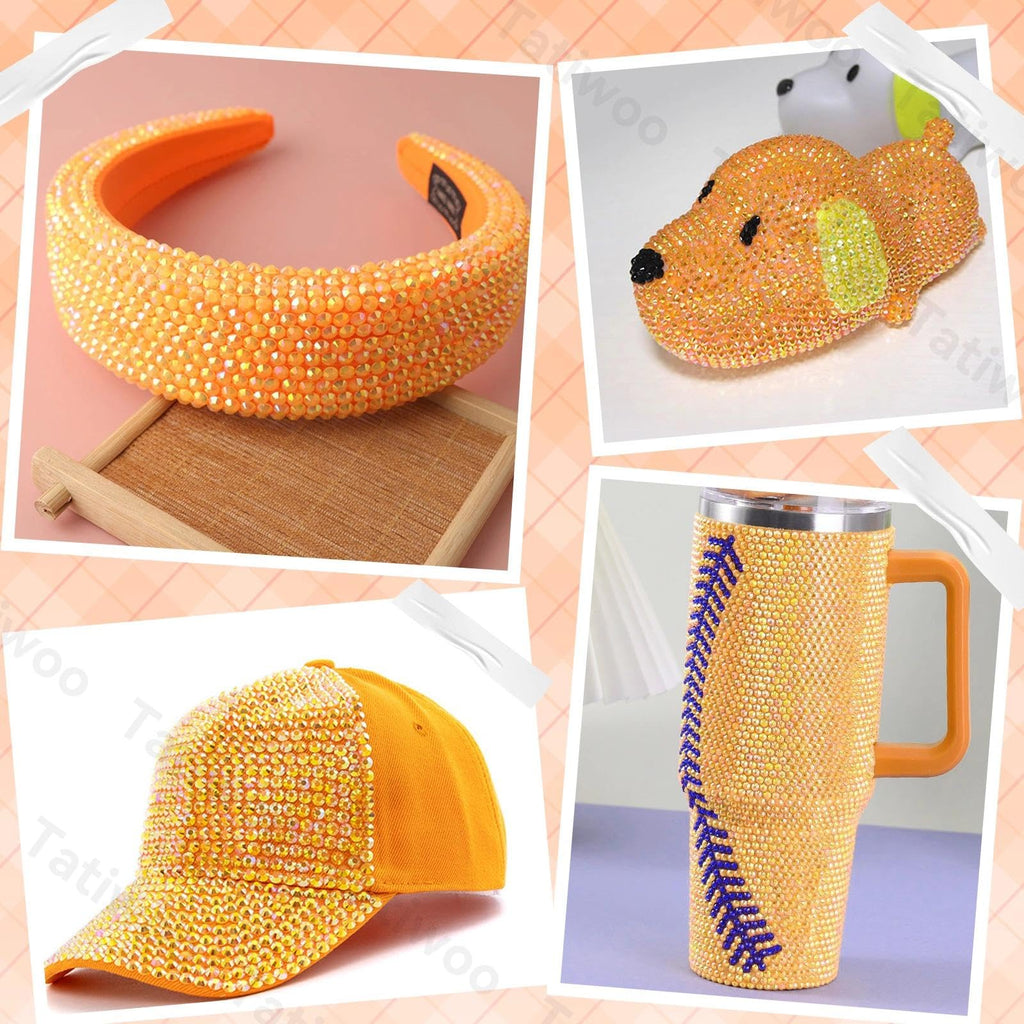 Tatiwoo 20000Pcs Light Orange Flatback Resin Rhinestones – Mixed Sizes for DIY Crafting