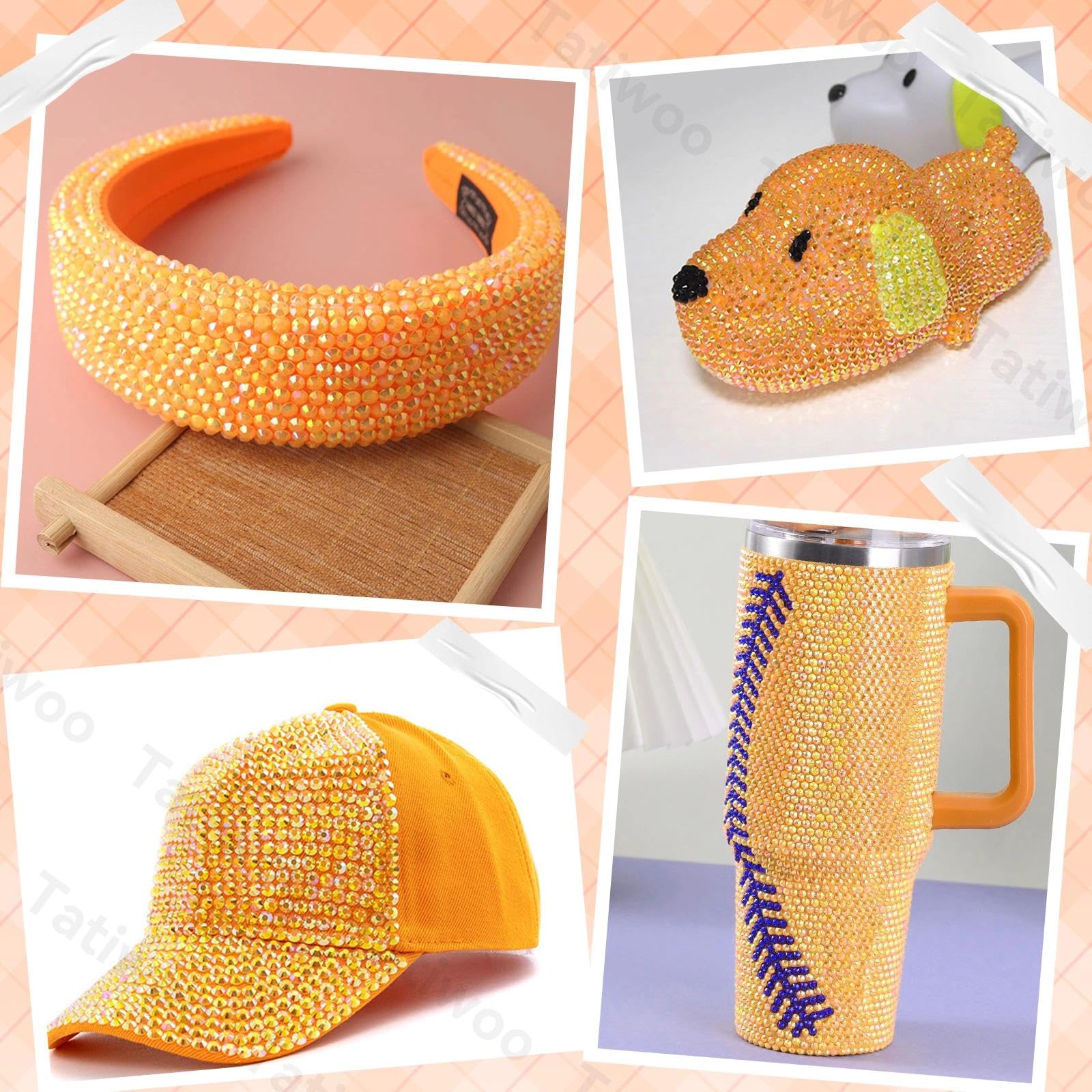 Tatiwoo 20000Pcs Light Orange Flatback Resin Rhinestones – Mixed Sizes for DIY Crafting
