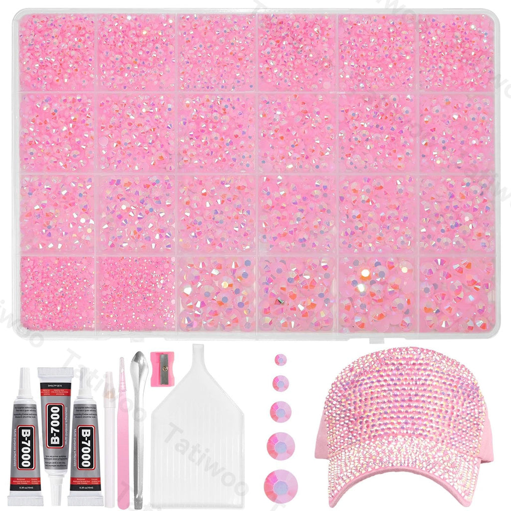 Tatiwoo 20000Pcs Light Pink AB Flatback Jelly Resin Rhinestones – Mixed Sizes for DIY Crafts, Tumblers & Makeup
