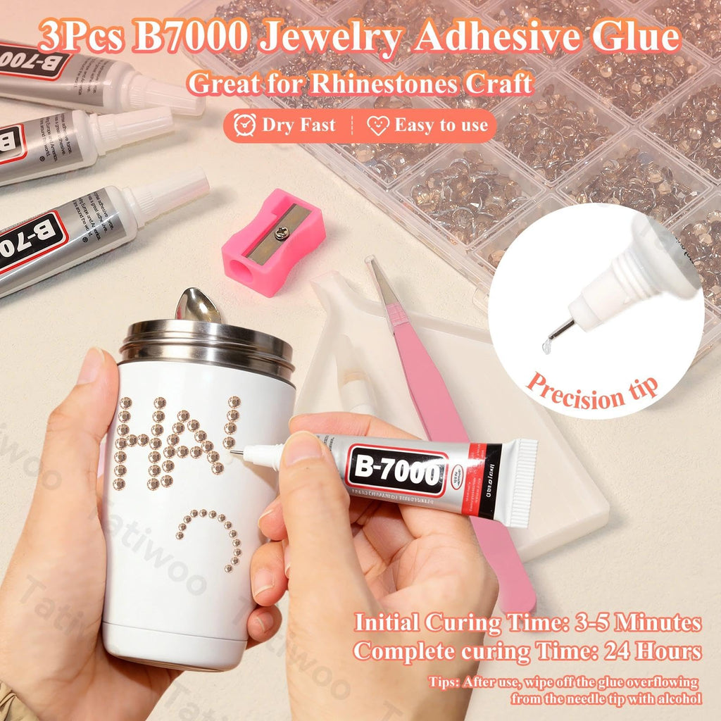 Tatiwoo 20000Pcs Champagne Flatback Rhinestones Kit – Mixed Sizes for DIY Crafting & Tumblers