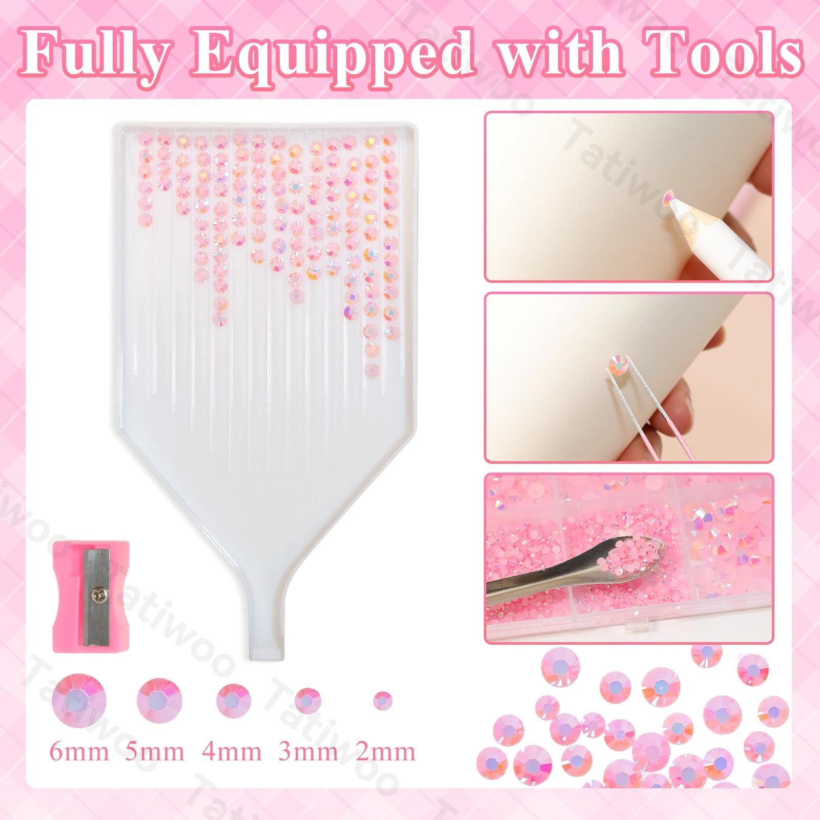 Tatiwoo 20000Pcs Light Pink AB Flatback Jelly Resin Rhinestones – Mixed Sizes for DIY Crafts, Tumblers & Makeup
