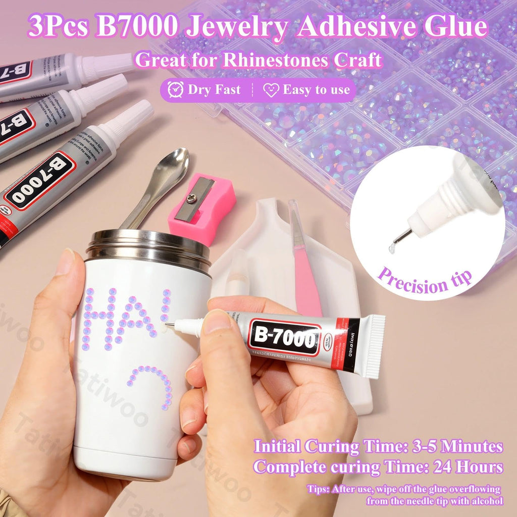 Tatiwoo 20000Pcs Light Purple AB Flatback Rhinestones Kit | 2–6mm Crystal Gems for DIY Crafts & Makeup