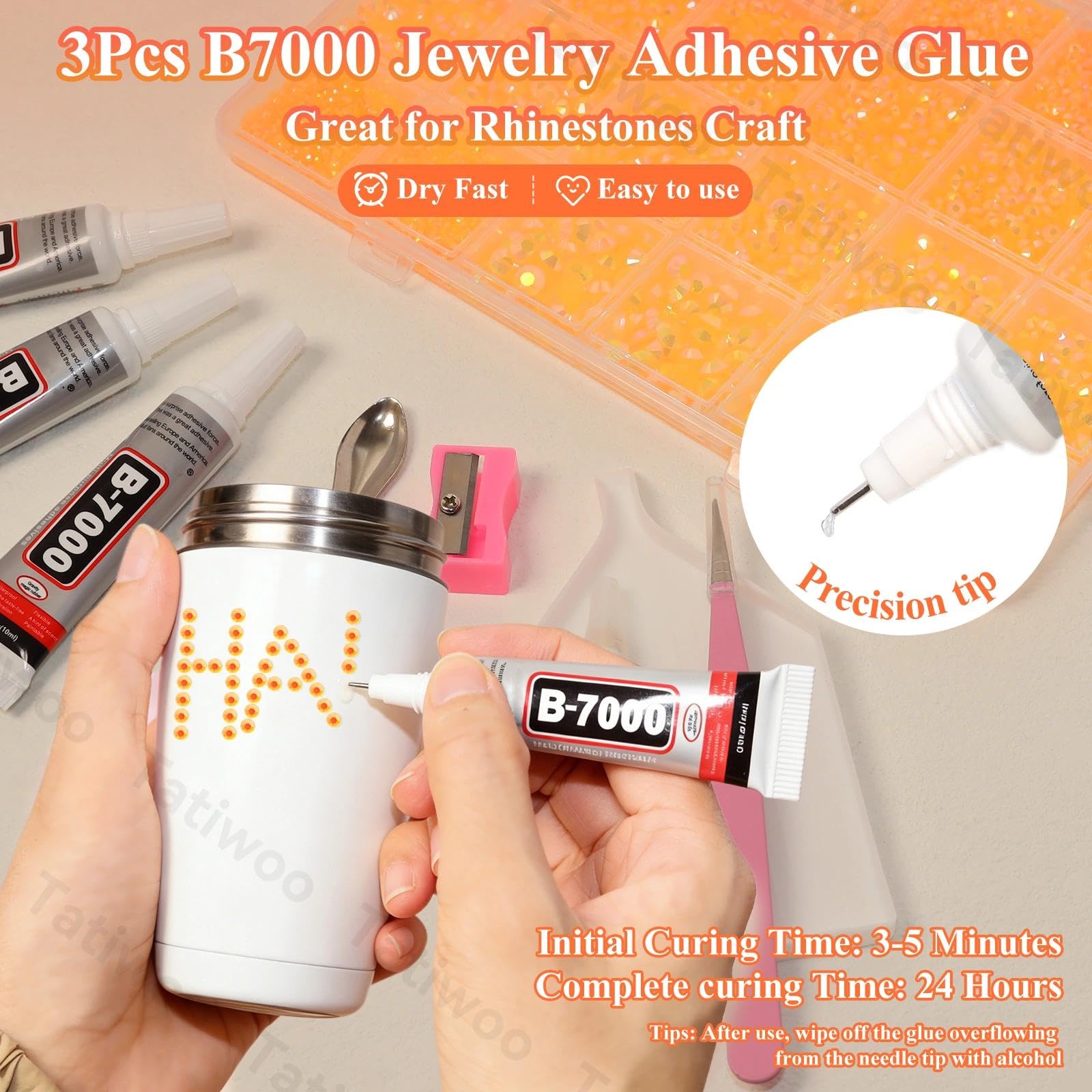 Tatiwoo 20000Pcs Light Orange Flatback Resin Rhinestones – Mixed Sizes for DIY Crafting