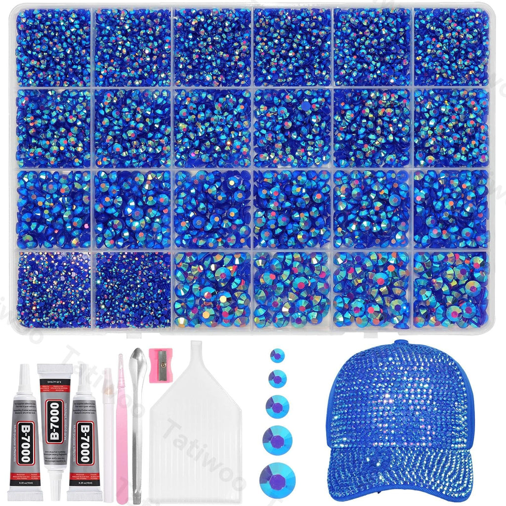Tatiwoo 20000Pcs Royal Blue Flatback Rhinestones – AB Crystal Gems Kit