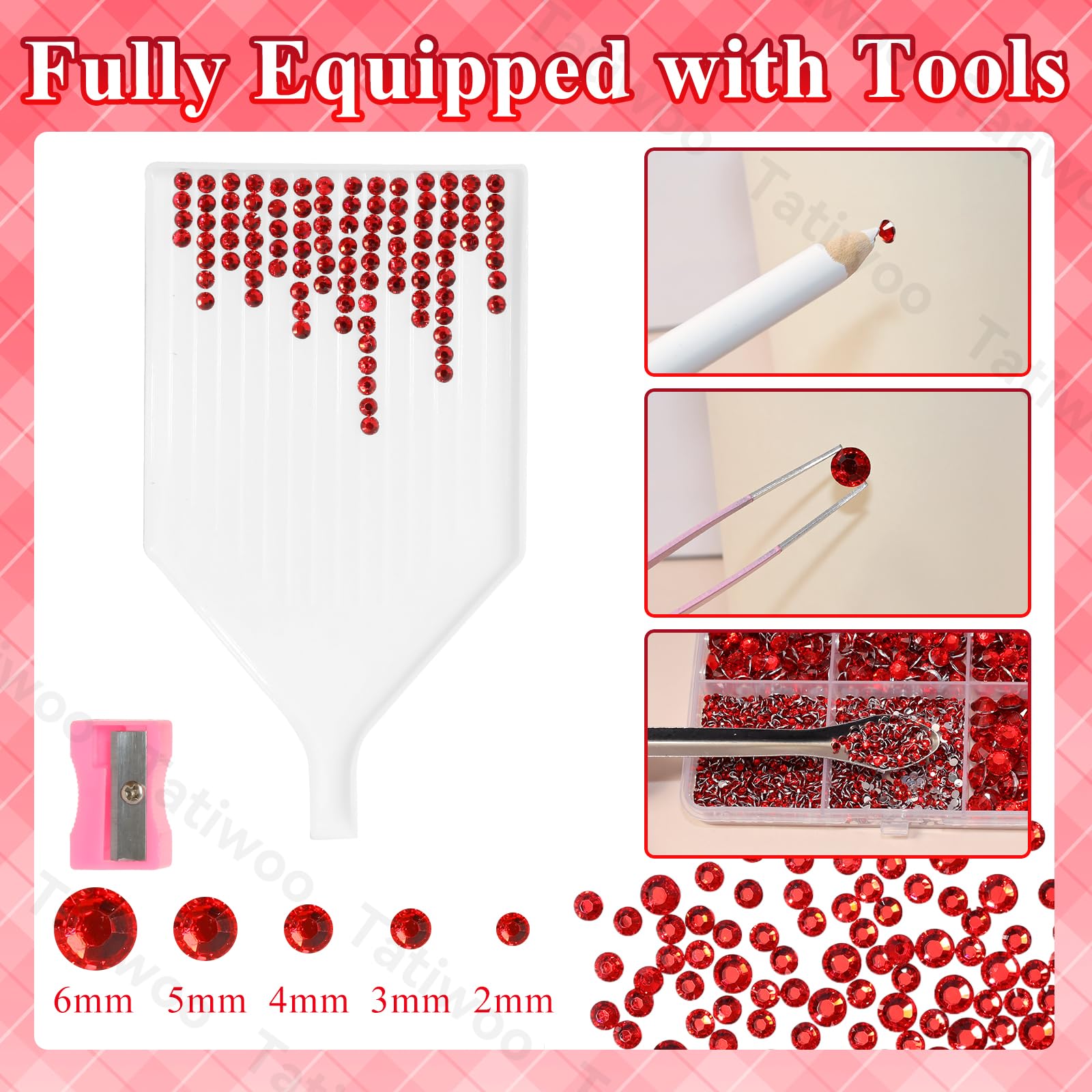 Tatiwoo 20000Pcs Ruby Red Flatback Jelly Resin Rhinestones – Mix Sizes for DIY Crafting