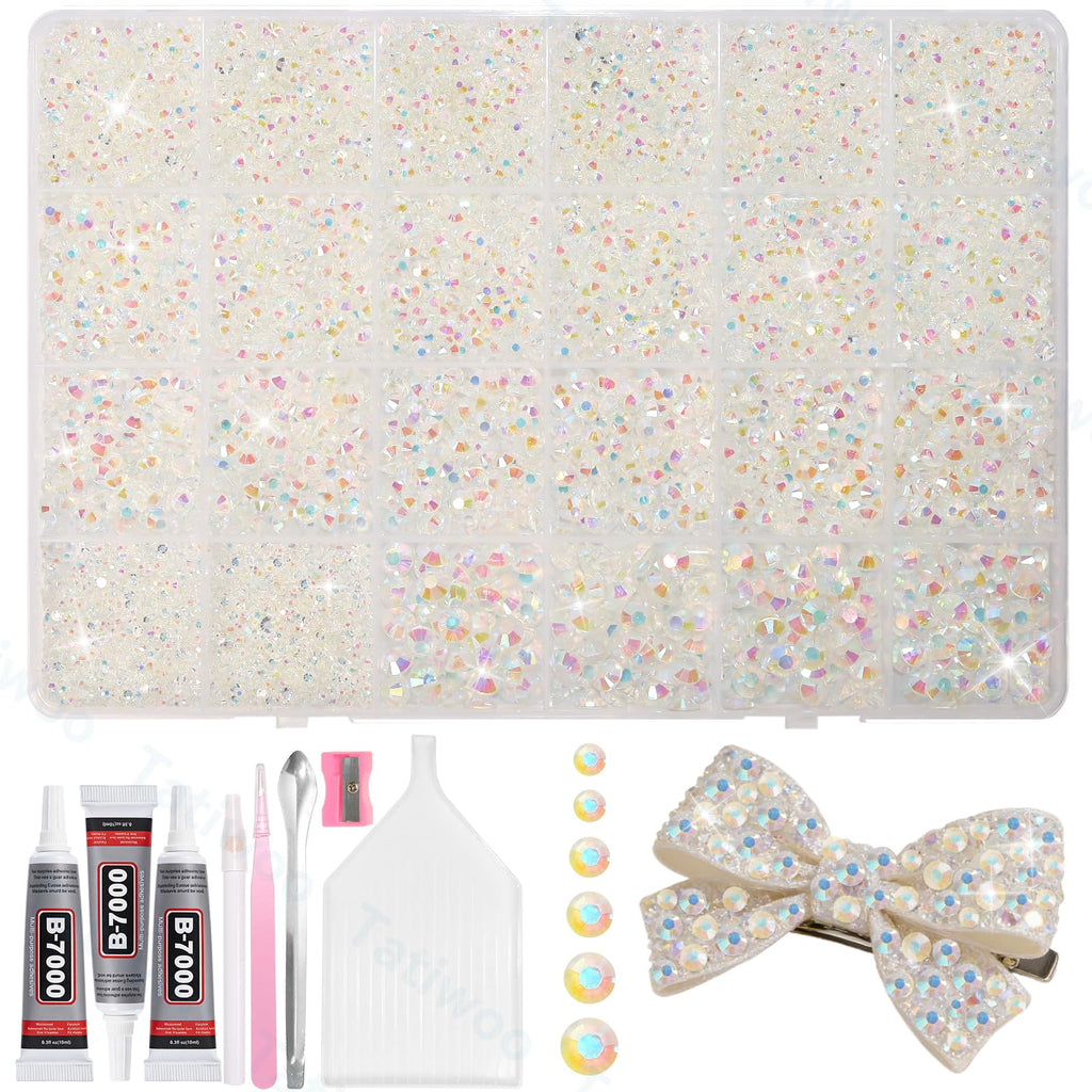 Tatiwoo 20,000 Transparent Flatback Jelly Rhinestones – Mixed Sizes for DIY Bedazzling