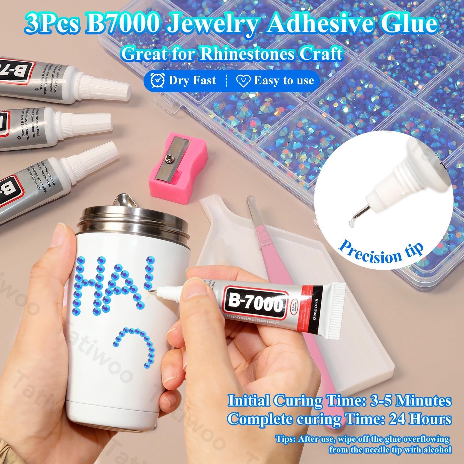 Tatiwoo 20000Pcs Royal Blue Flatback Rhinestones – AB Crystal Gems Kit
