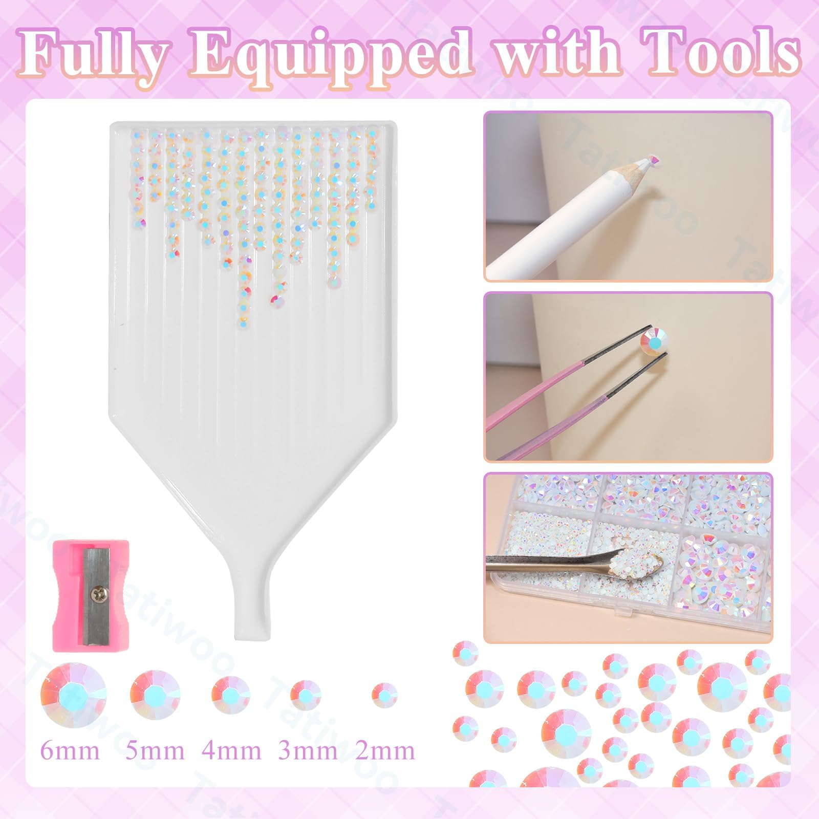 Tatiwoo 20000Pcs White AB Flatback Jelly Resin Rhinestones – Mix Sizes for DIY Crafting