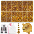 Tatiwoo 20000Pcs Yellow Gold Flatback Resin Rhinestones – Mixed Sizes for DIY Crafts