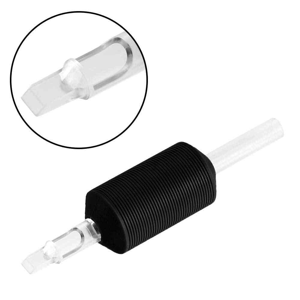 Tatmax 20Pcs 1-Inch Tattoo Disposable Tubes – Black Silicone Clear Tips (Round, Diamond, Flat)