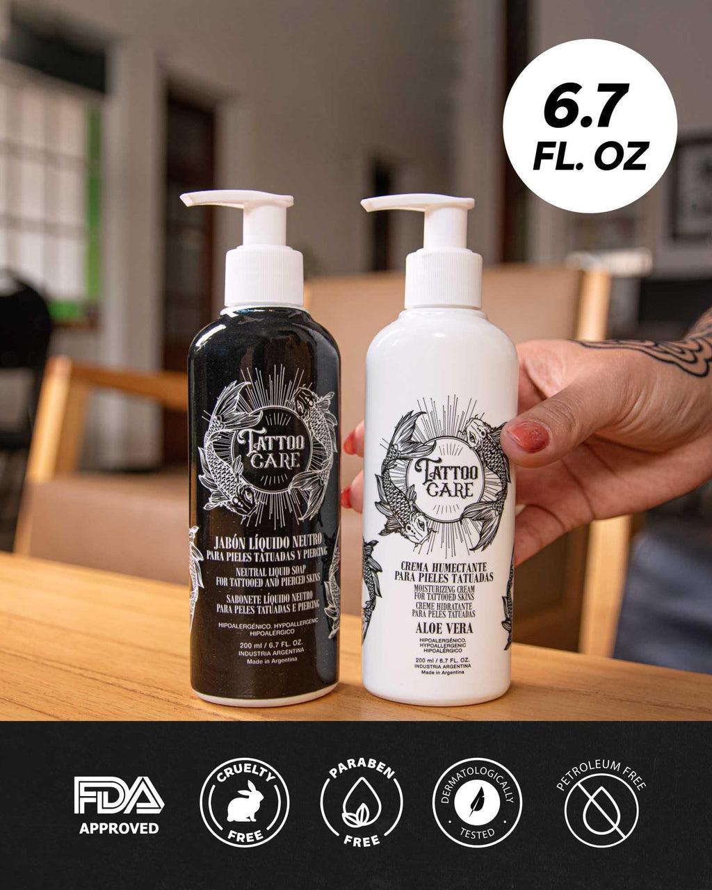 Tattoo Care Tattoo Aftercare Kit – Cream & Soap for Healing, Protecting, and Brightening Tattoos | Cruelty-Free, 6.7 fl oz Each