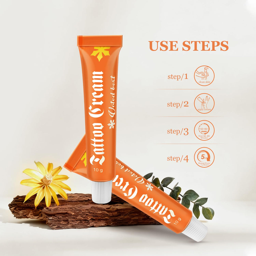 Tattoo Cream – Soothes New Tattoos, Revitalizes Older Ink, 100% Vegan, No Petroleum (2 pcs)