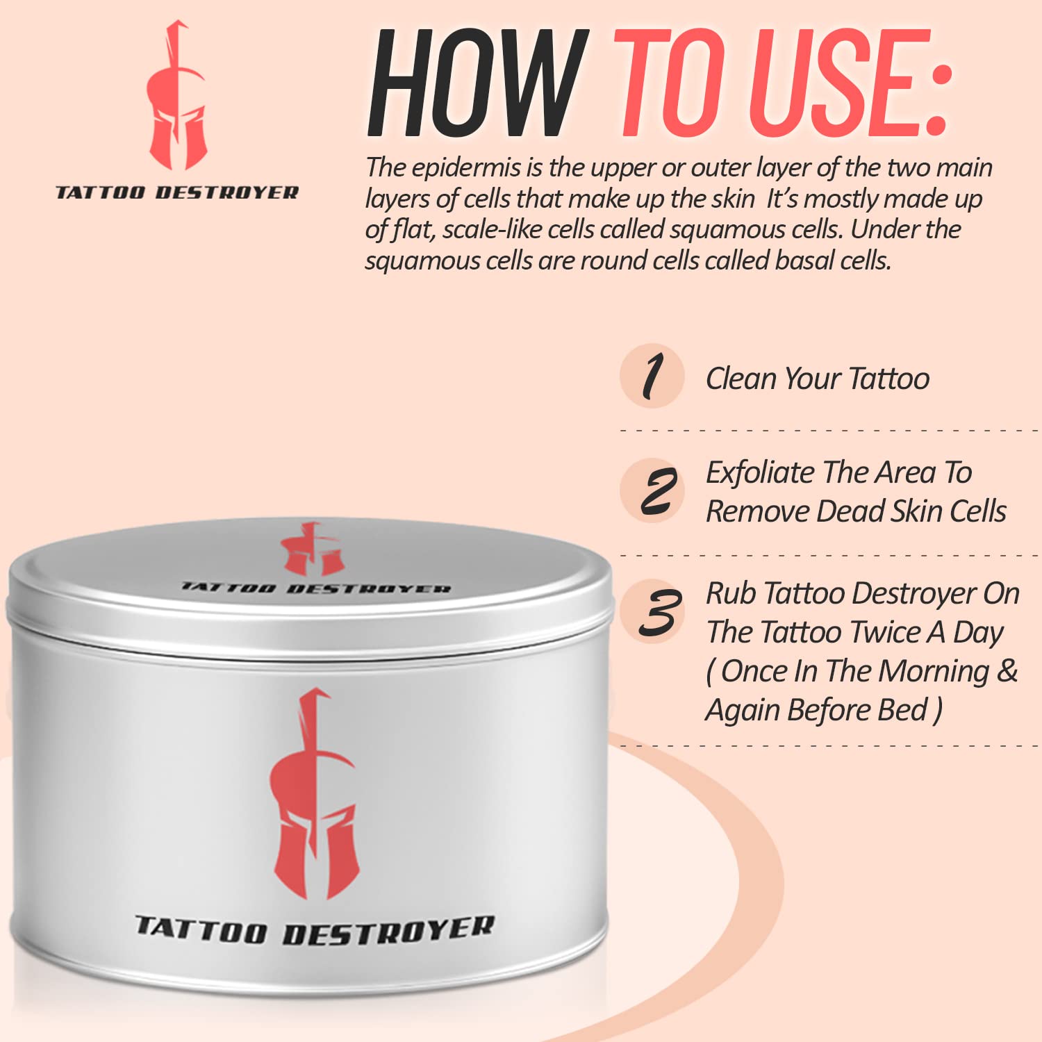 Tattoo Destroyer: Natural Fading Cream for Tattoo Removal – 3 Month Supply