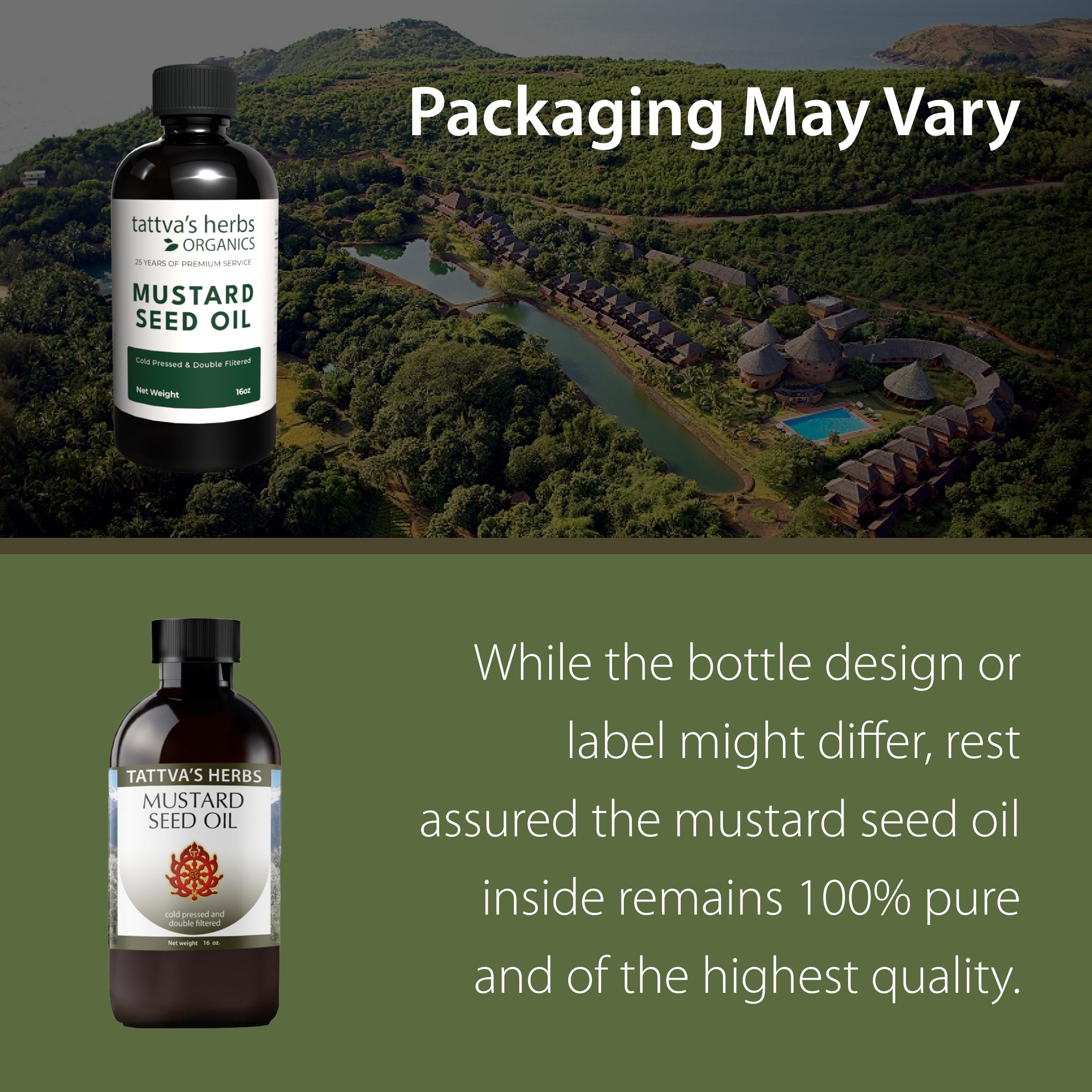 Tattva's Herbs Mustard Seed Oil – Unrefined Cold-Pressed 16 fl oz for Hair, Skin, Cooking & Massage
