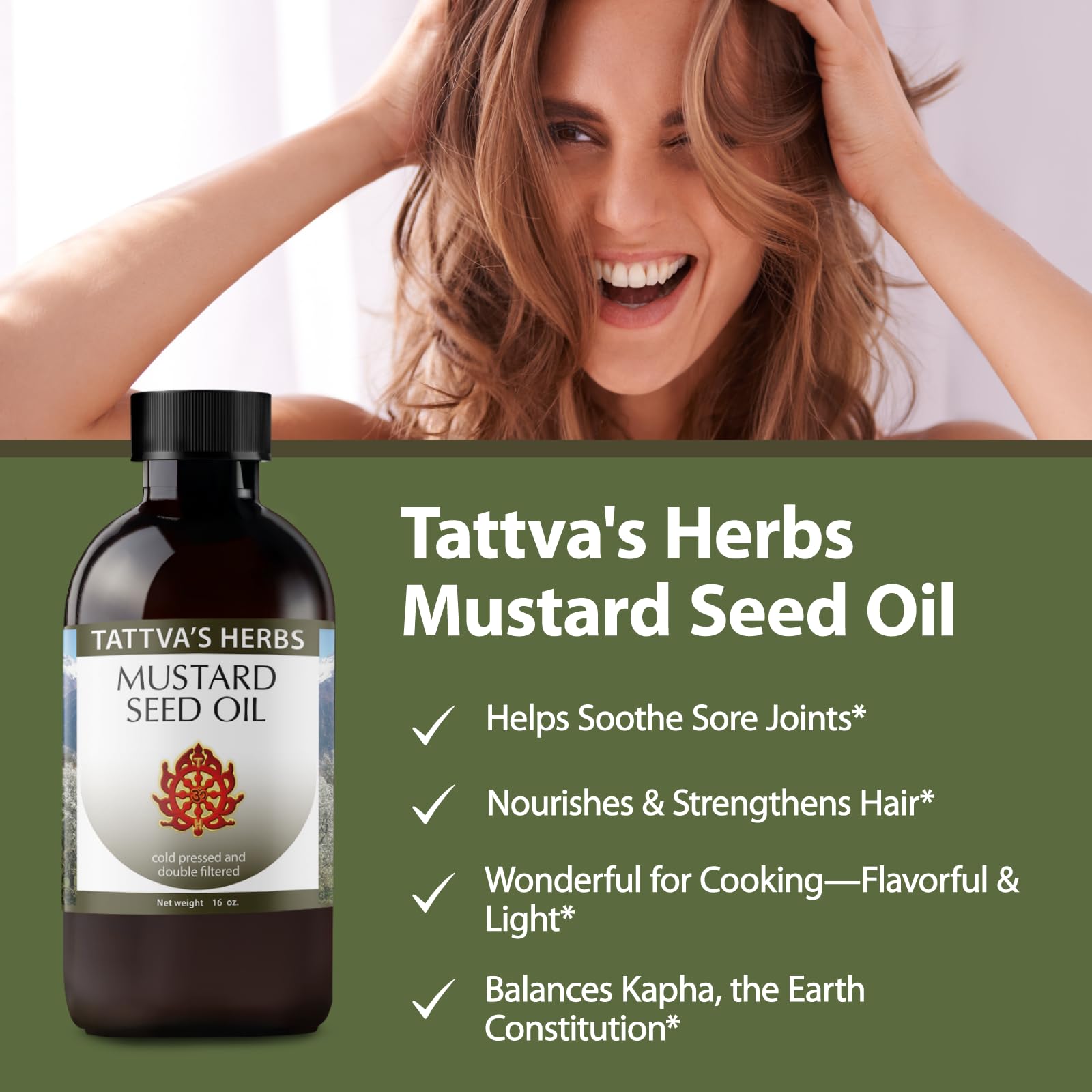 Tattva's Herbs Mustard Seed Oil – Unrefined Cold-Pressed 16 fl oz for Hair, Skin, Cooking & Massage