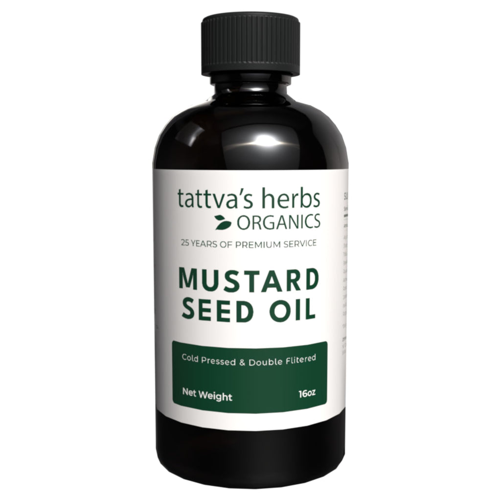 Tattva's Herbs Mustard Seed Oil – Unrefined Cold-Pressed 16 fl oz for Hair, Skin, Cooking & Massage