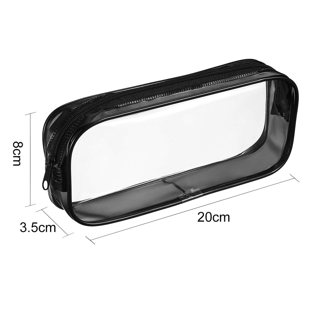 Tatuo 4 Pieces Clear PVC Bags – Big Capacity Zipper Pencil Pouch Case (Black) | Travel & Makeup Organizer