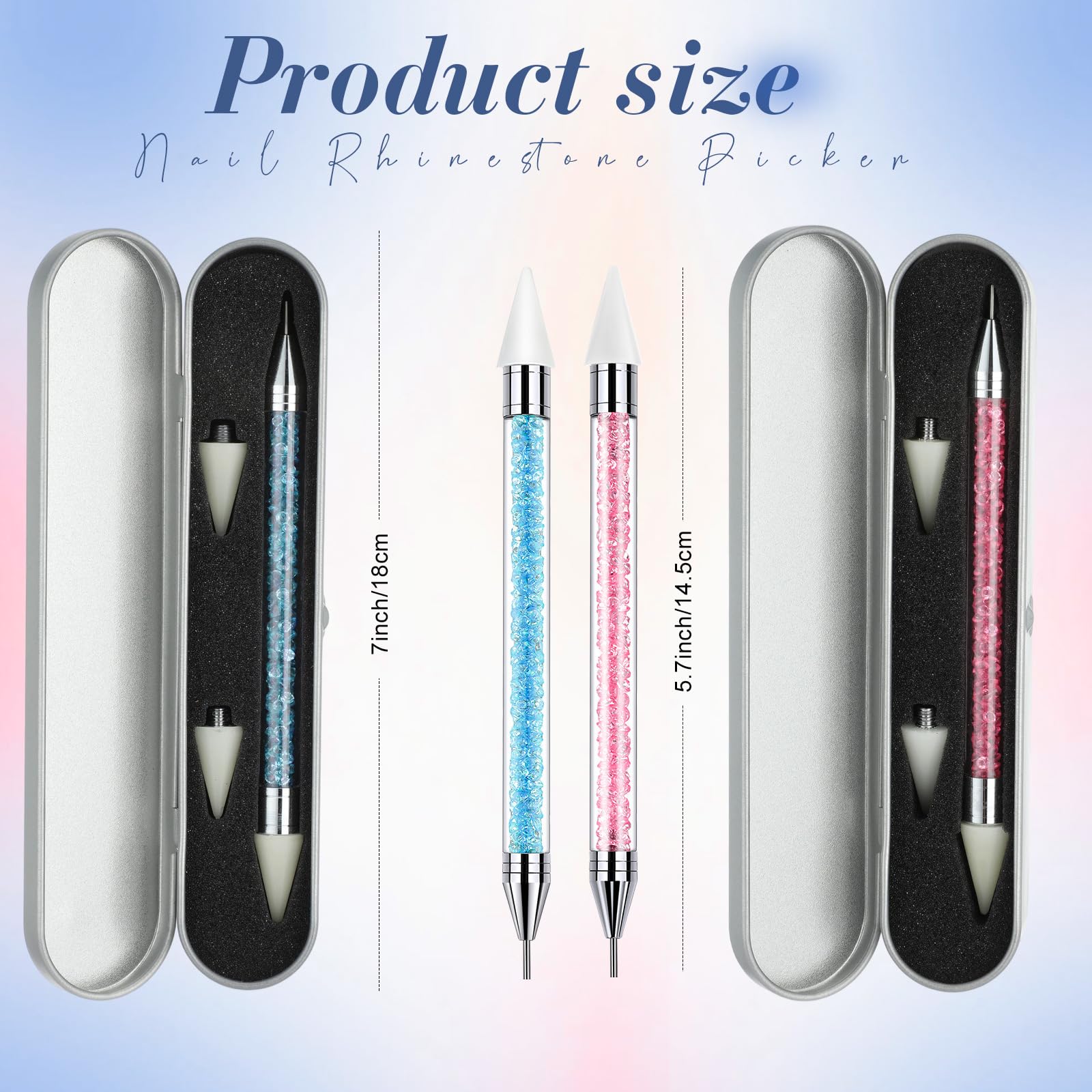 Tatuo 2-Piece Rhinestone Picker Dotting Pen – Dual-Ended Wax & Steel Tips for Precise Nail Art