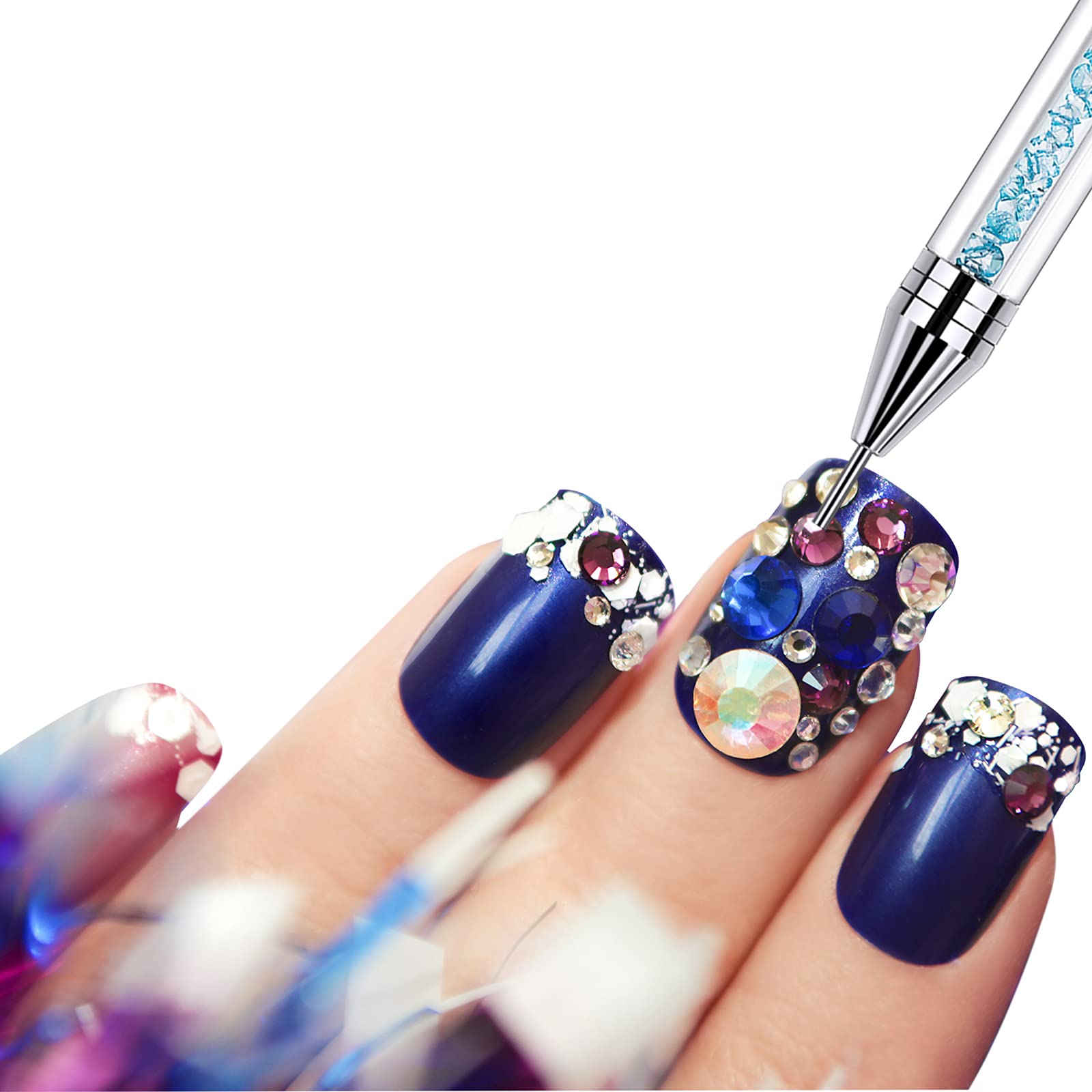 Tatuo 2-Piece Rhinestone Picker Dotting Pen – Dual-Ended Wax & Steel Tips for Precise Nail Art