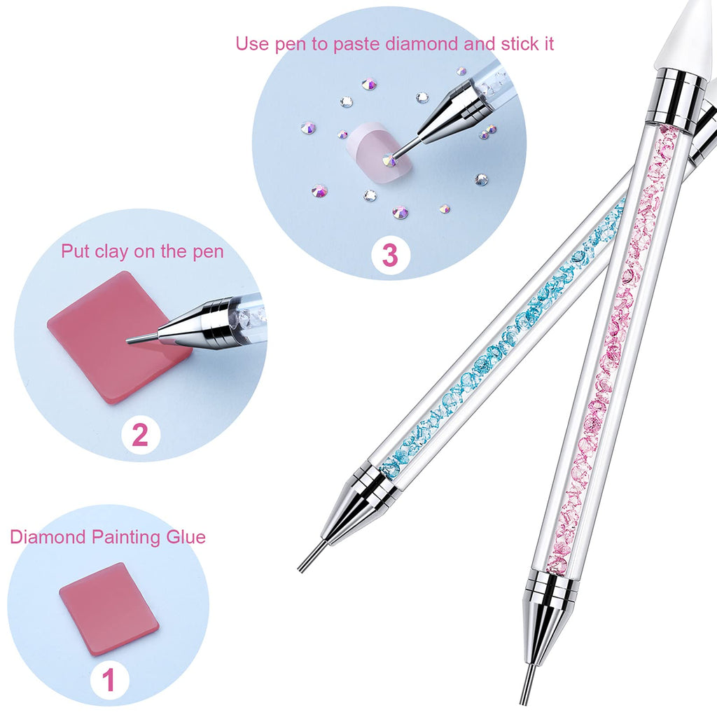 Tatuo 2-Piece Rhinestone Picker Dotting Pen – Dual-Ended Wax & Steel Tips for Precise Nail Art