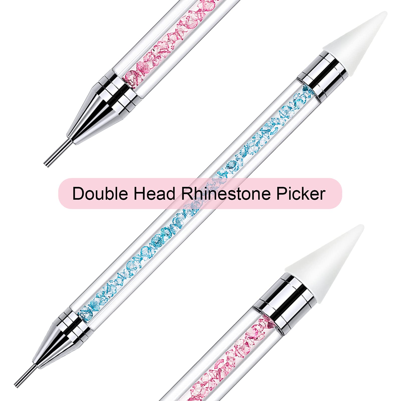 Tatuo 2-Piece Rhinestone Picker Dotting Pen – Dual-Ended Wax & Steel Tips for Precise Nail Art