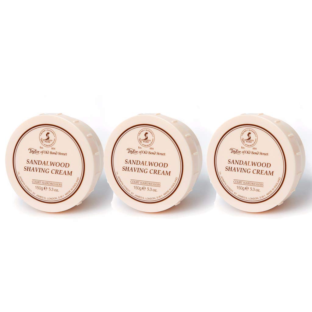 Taylor of Old Bond Street Sandalwood Shaving Bowl – 5.3oz, 3-Pack