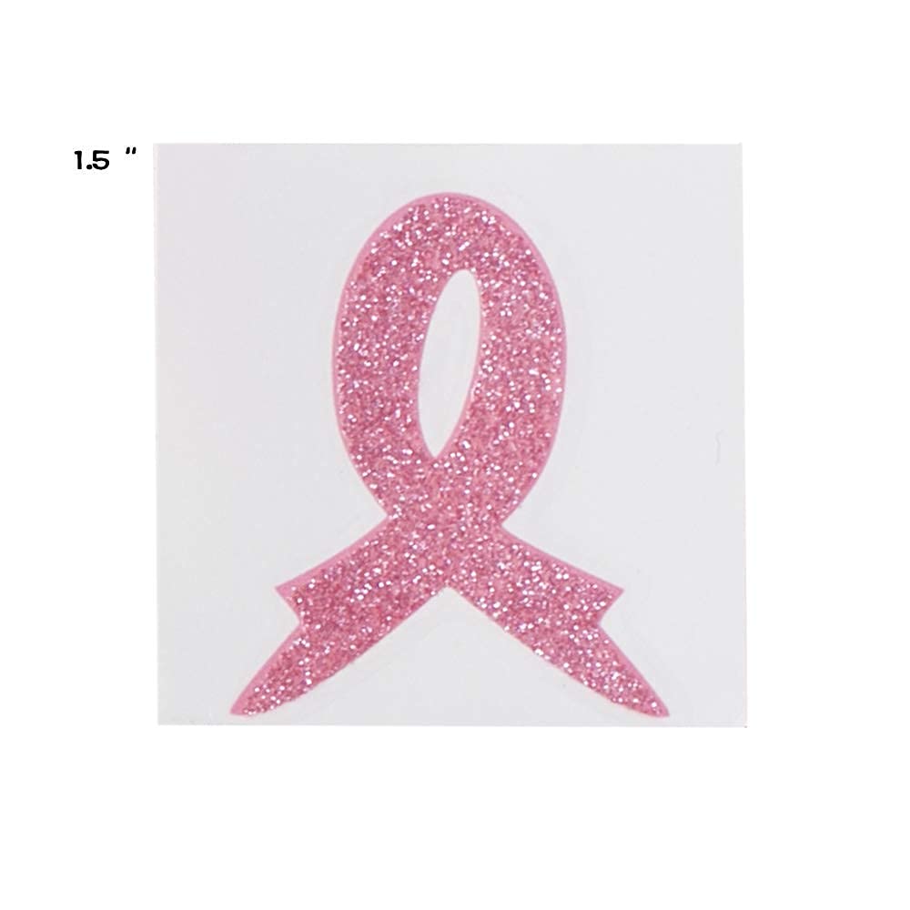 TBEEJ 72pcs Pink Ribbon Glitter Tattoos for Awareness Events