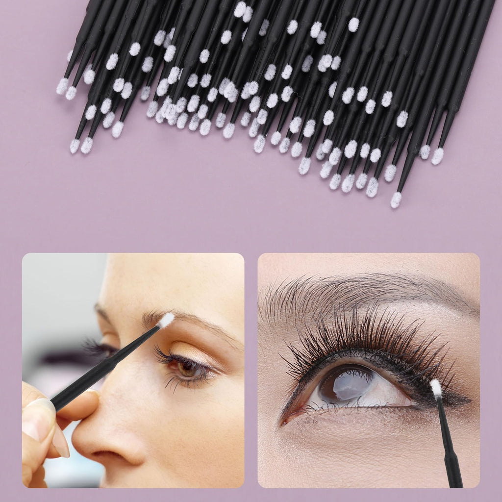 Tbestmax 2000 Pcs Micro Applicator Brush & Micro Swabs for Eyelash Extensions – Disposable Mascara Wands (Black)