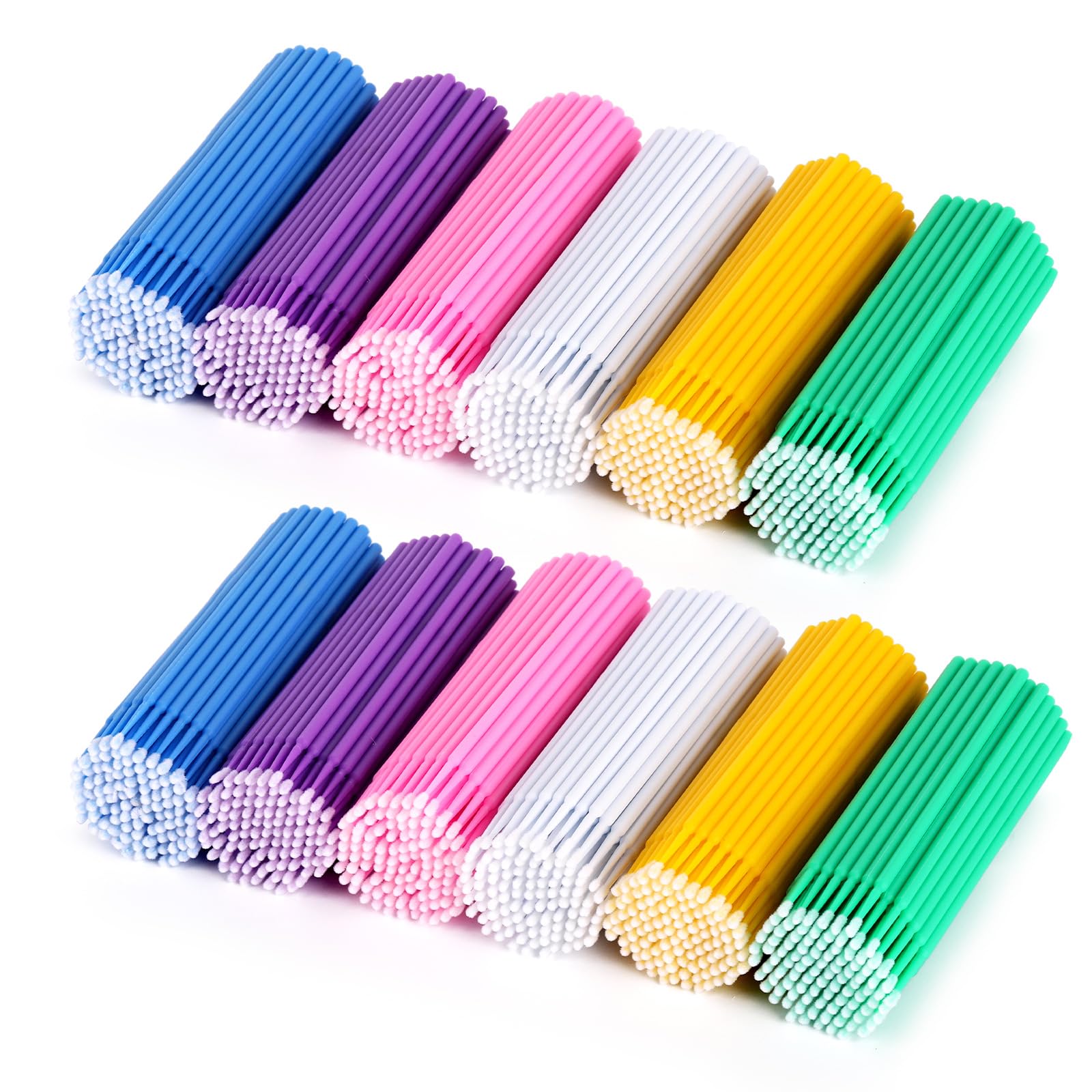 Tbestmax 1200 Pcs Micro Applicator Brush Set – Bendable Micro Swabs for Eyelash Extensions (6 Colors)