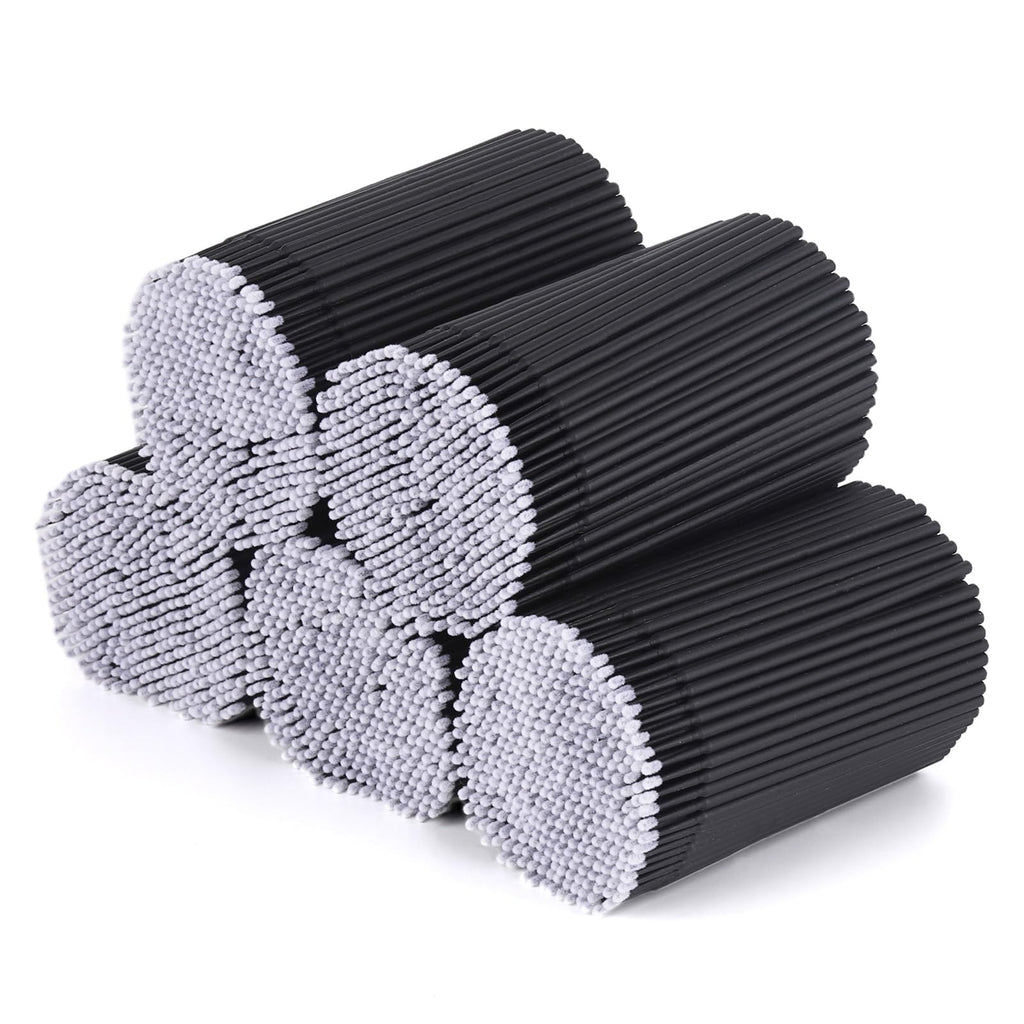 Tbestmax 2000 Pcs Micro Applicator Brush & Micro Swabs for Eyelash Extensions – Disposable Mascara Wands (Black)