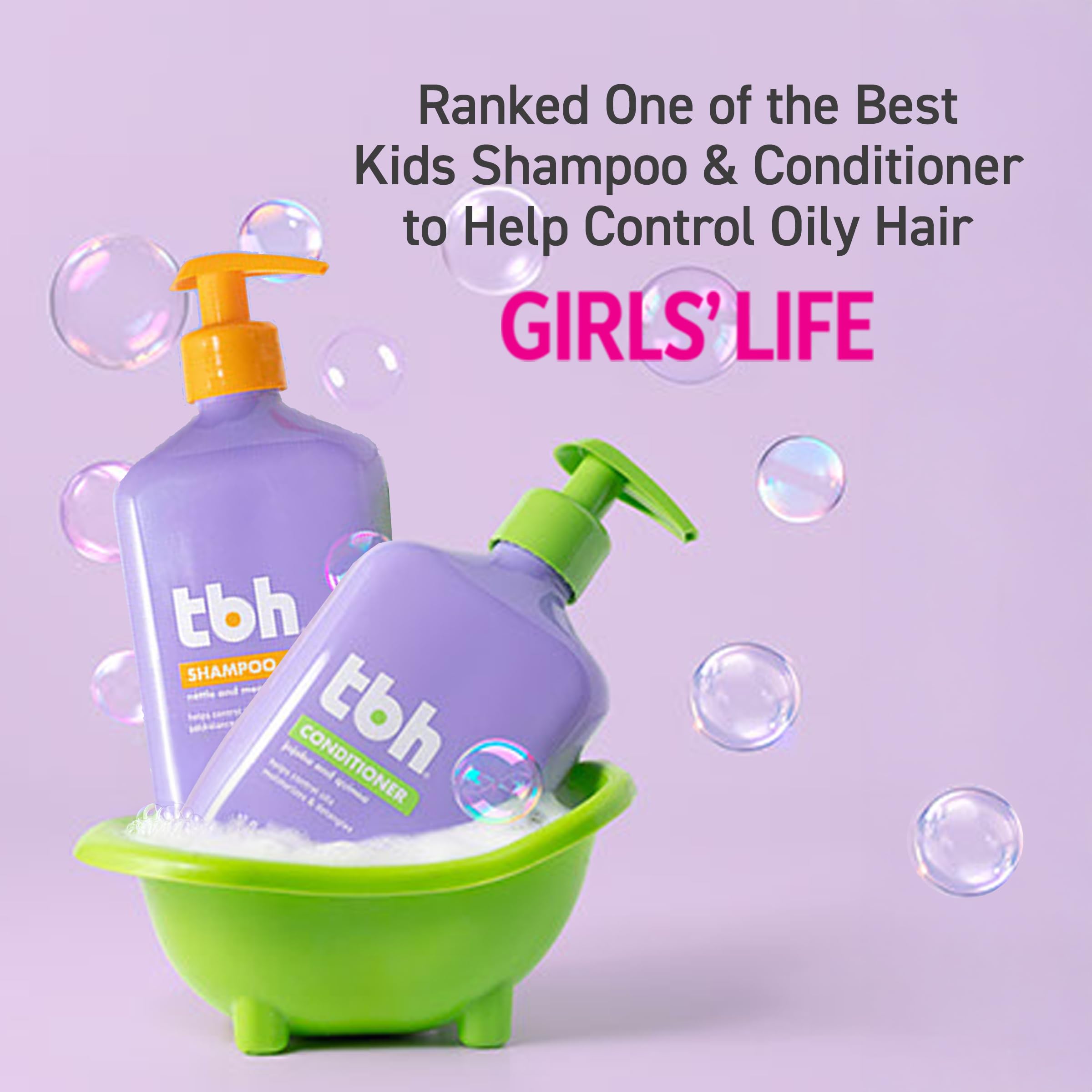 TBH Kids & Teen Shampoo and Conditioner Set – Sulfate & Paraben Free, Lightweight Hydrating Hair Care, 2 x 12 oz