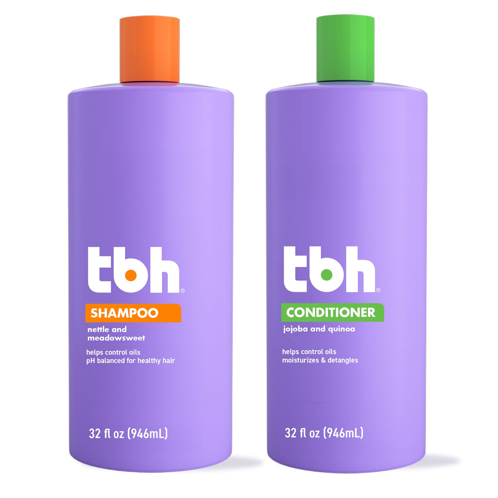 TBH Kids & Teen Shampoo and Conditioner Set – Sulfate & Paraben Free, Lightweight Hydrating Hair Care, 2 x 12 oz