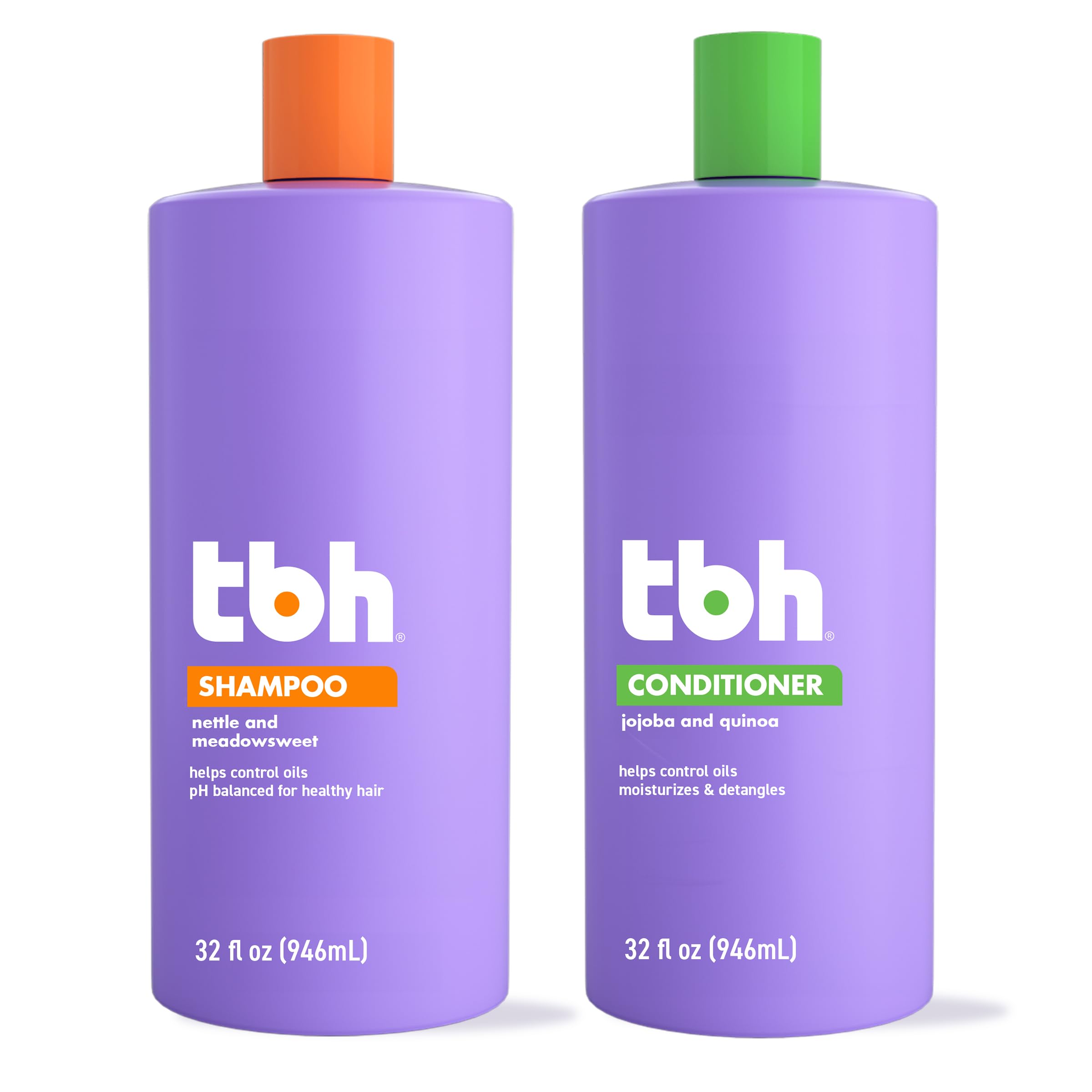TBH Kids & Teen Shampoo and Conditioner Set – Sulfate & Paraben Free, Lightweight Hydrating Hair Care, 2 x 12 oz