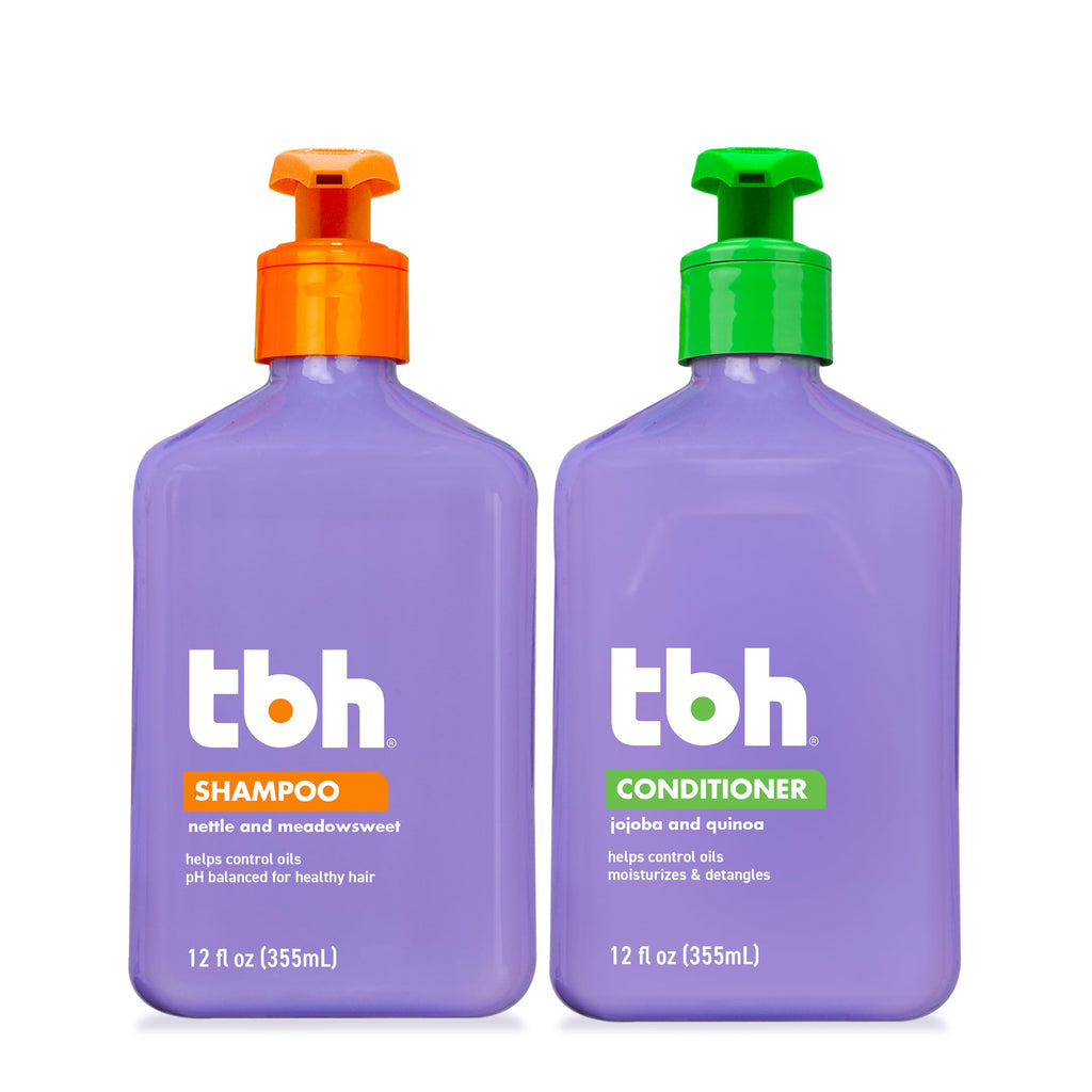 TBH Kids & Teen Shampoo and Conditioner Set – Sulfate & Paraben Free, Lightweight Hydrating Hair Care, 2 x 12 oz
