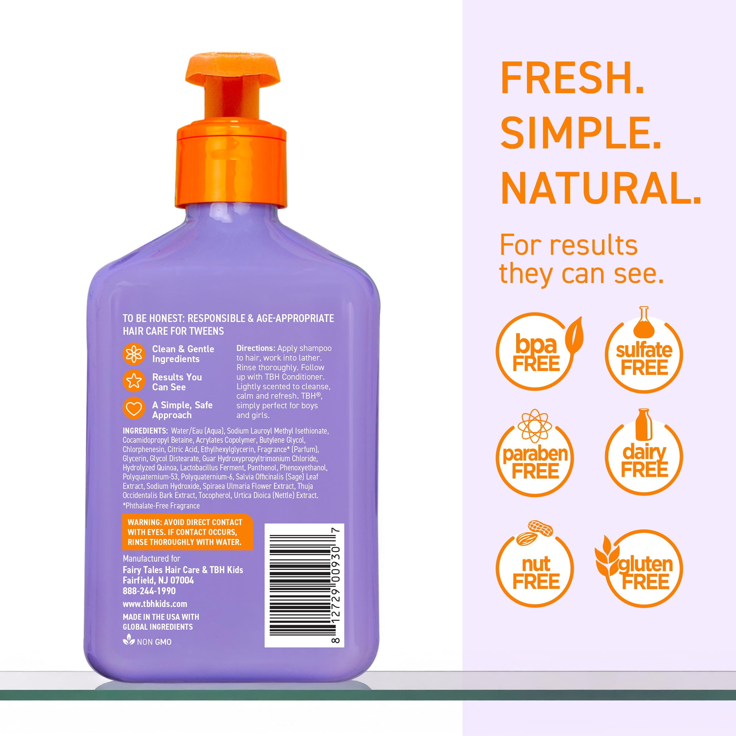 TBH Teen & Kids Shampoo – Lightweight Detangling Hydration, Sulfate- and Paraben-Free | 32 oz