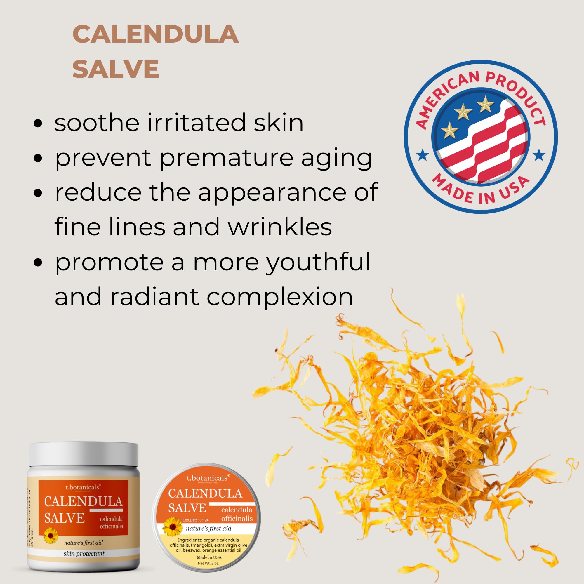 t.botanicals Calendula Salve – Skin Soothing Calendula Cream, Marigold Balm, Herbal Moisturizer