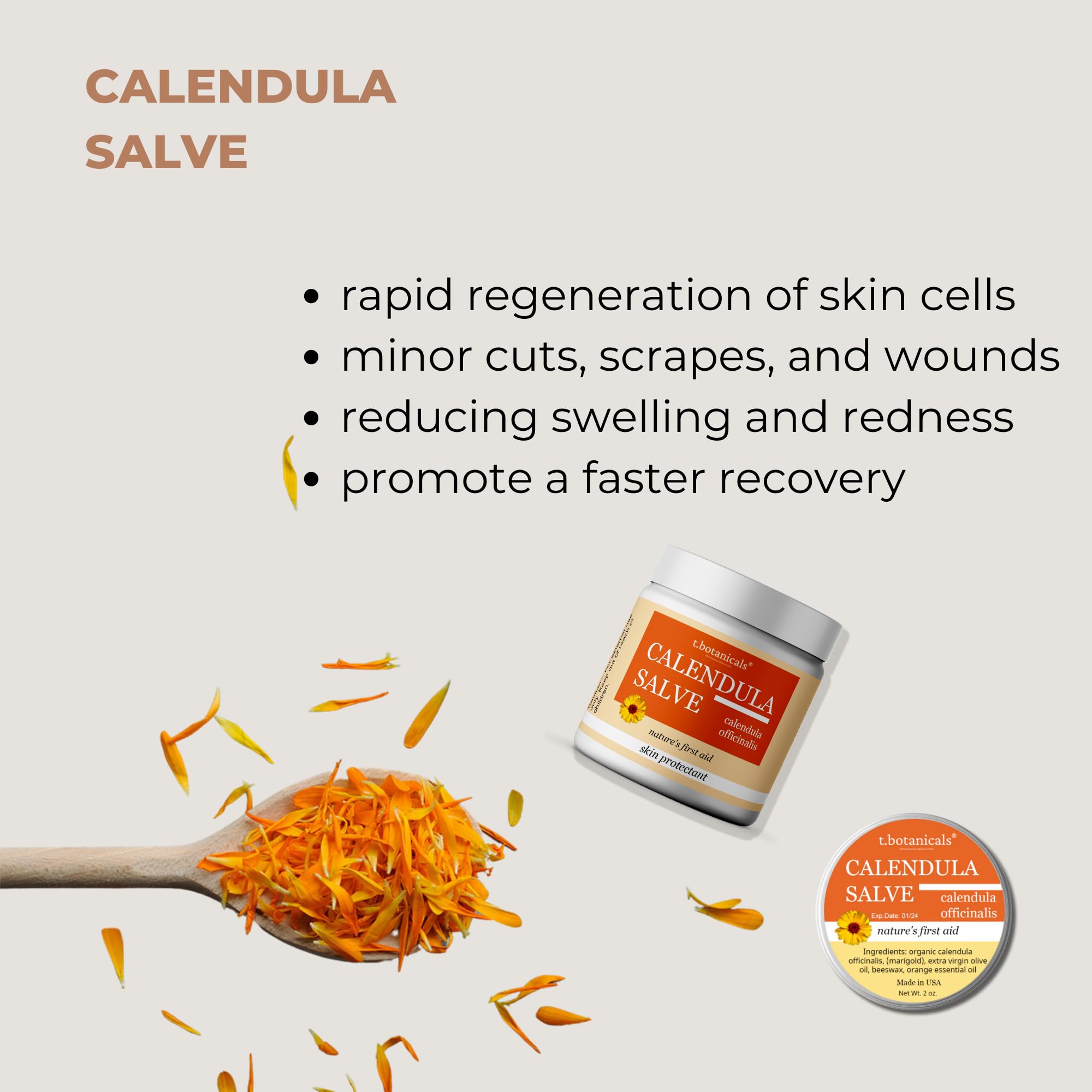t.botanicals Calendula Salve – Skin Soothing Calendula Cream, Marigold Balm, Herbal Moisturizer
