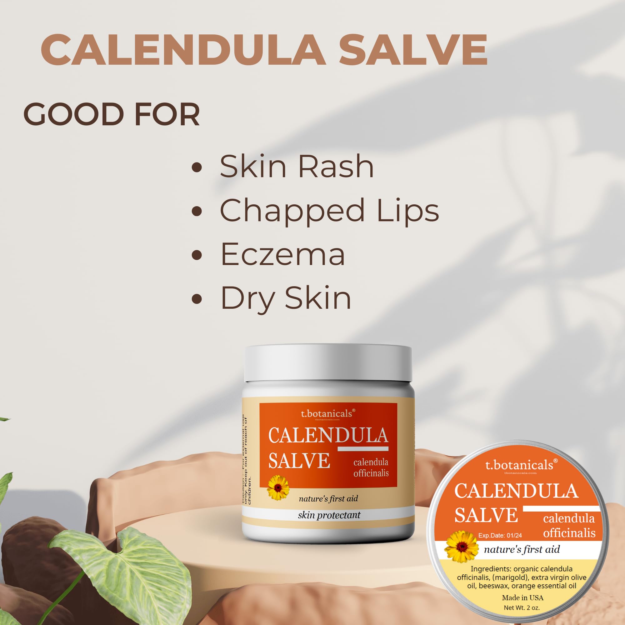 t.botanicals Calendula Salve – Skin Soothing Calendula Cream, Marigold Balm, Herbal Moisturizer