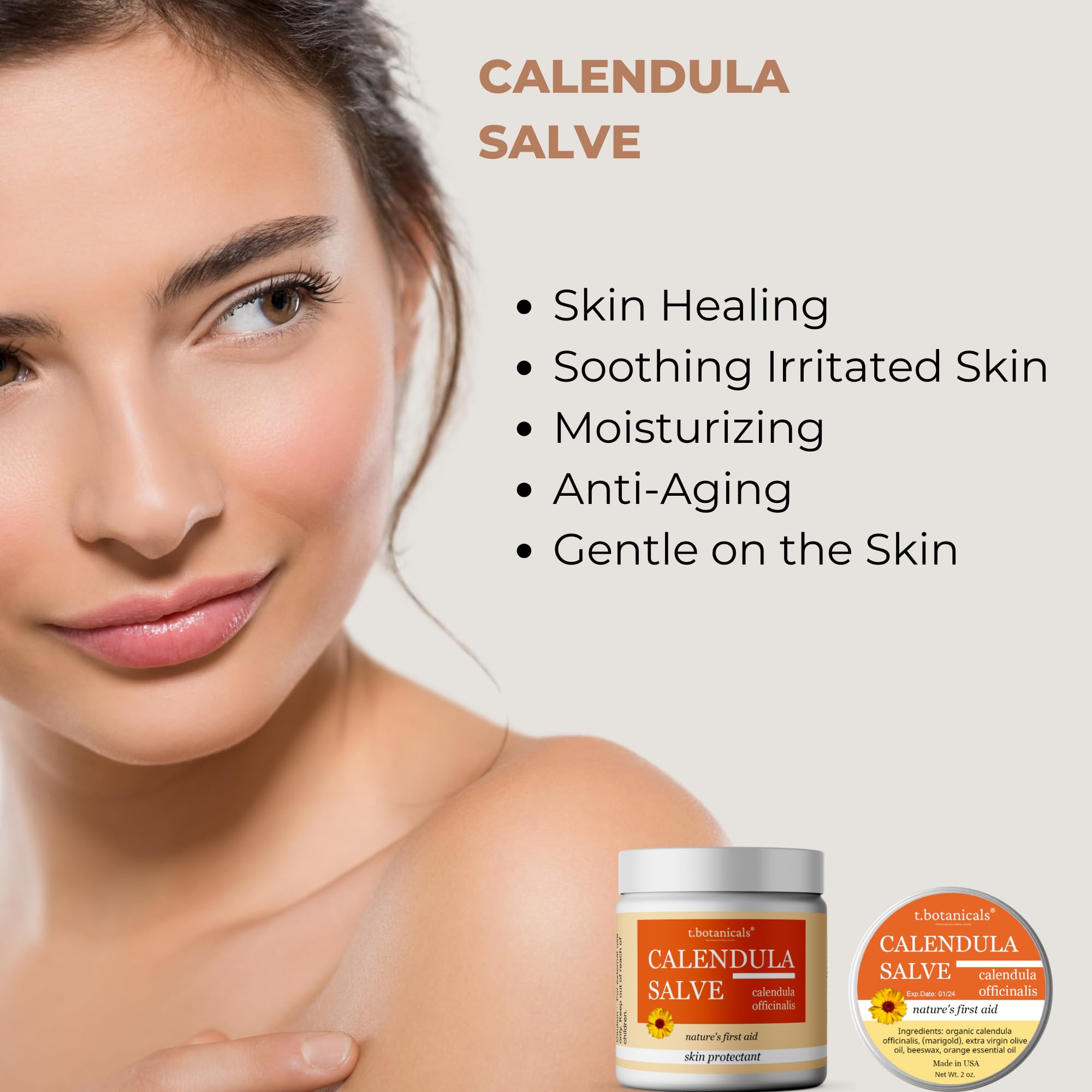 t.botanicals Calendula Salve – Skin Soothing Calendula Cream, Marigold Balm, Herbal Moisturizer