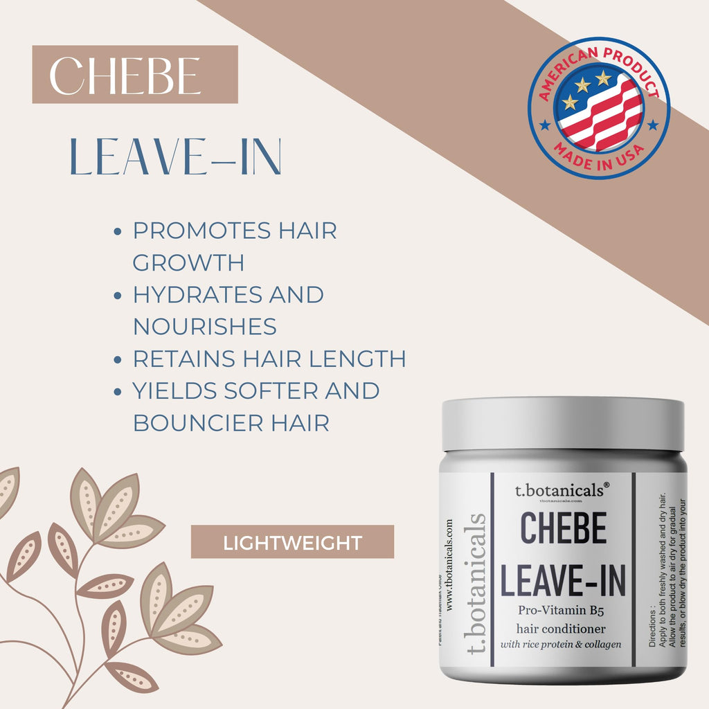 t.botanicals Chebe Leave-In Conditioner for Hair Growth – Provitamin B5, Silk Amino Acids, Collagen, 8 oz